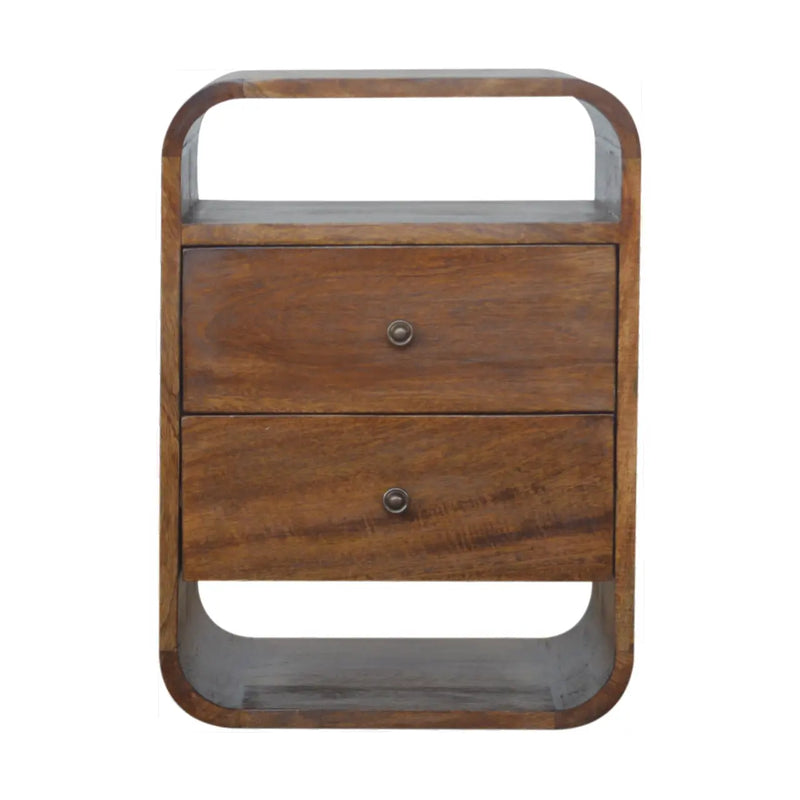 22" Chestnut Solid Wood Two Drawer Nightstand Homeroots Bed & Bath