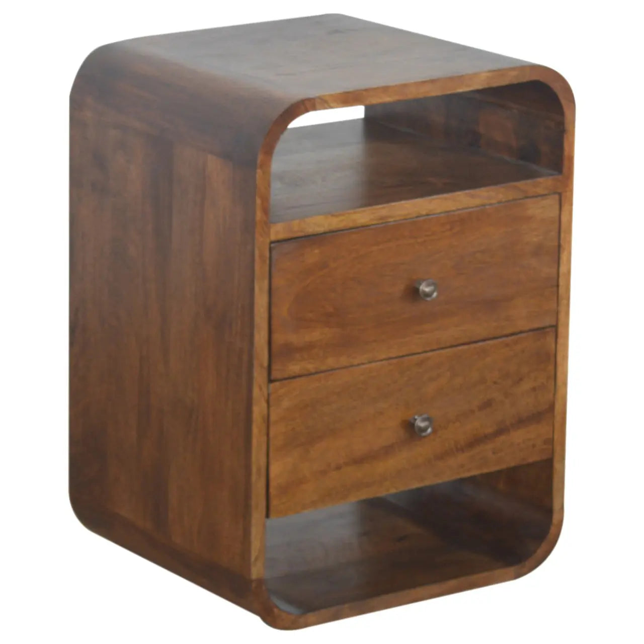 22" Chestnut Solid Wood Two Drawer Nightstand Homeroots Bed & Bath