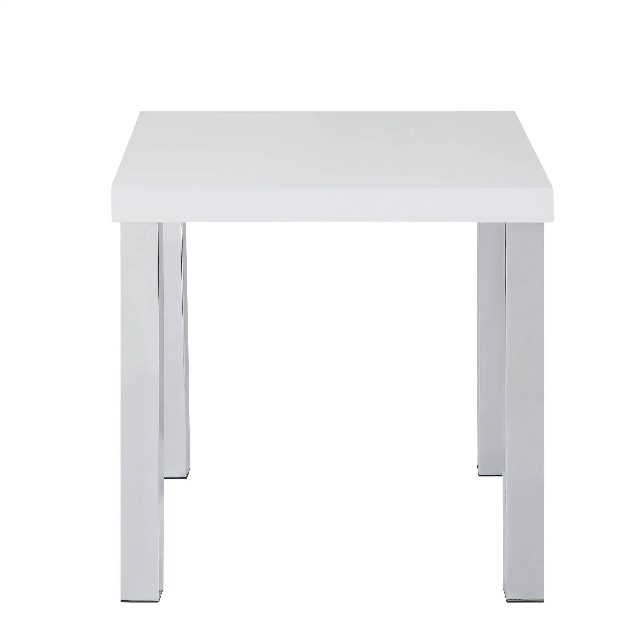 22" Chrome And White High Gloss Square End Table Homeroots Living Room