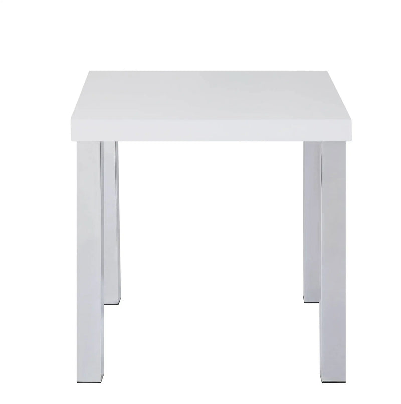 22" Chrome And White High Gloss Square End Table Homeroots Living Room