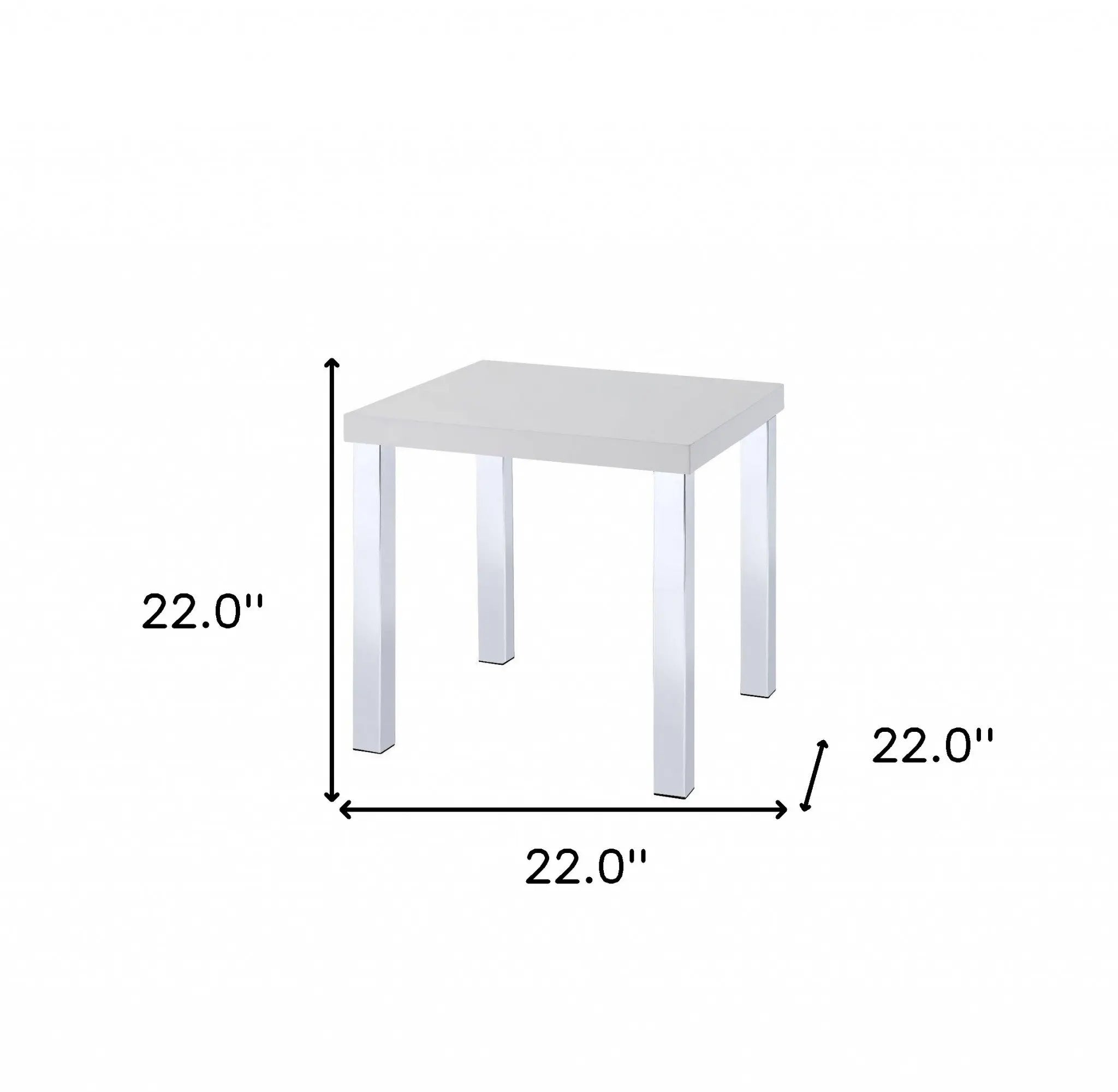 22" Chrome And White High Gloss Square End Table Homeroots Living Room
