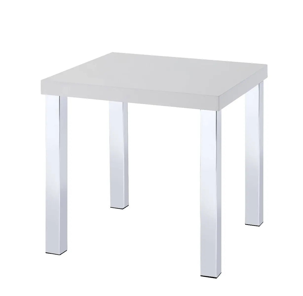 22" Chrome And White High Gloss Square End Table Homeroots Living Room