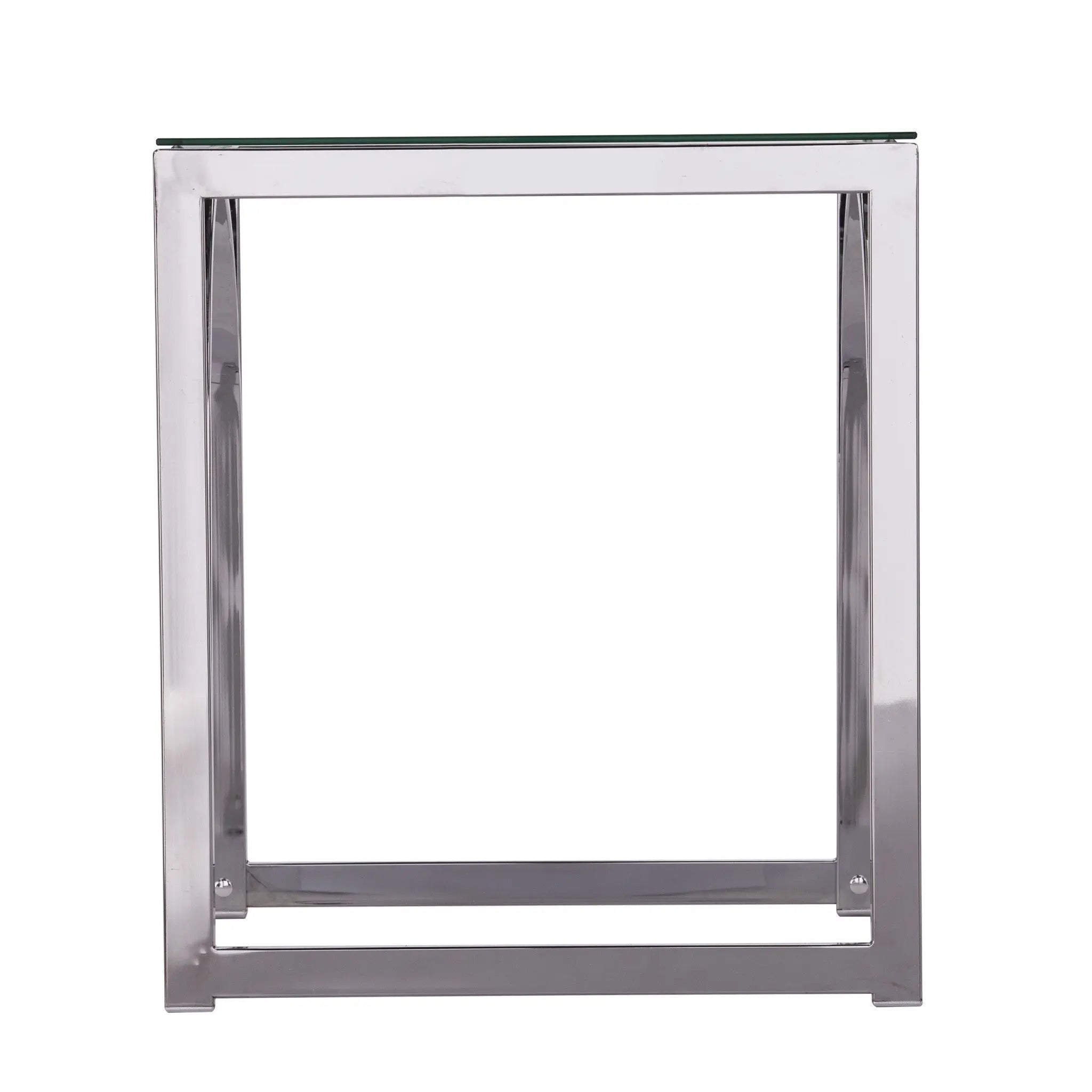 22" Chrome Glass And Iron Square End Table Homeroots Living Room