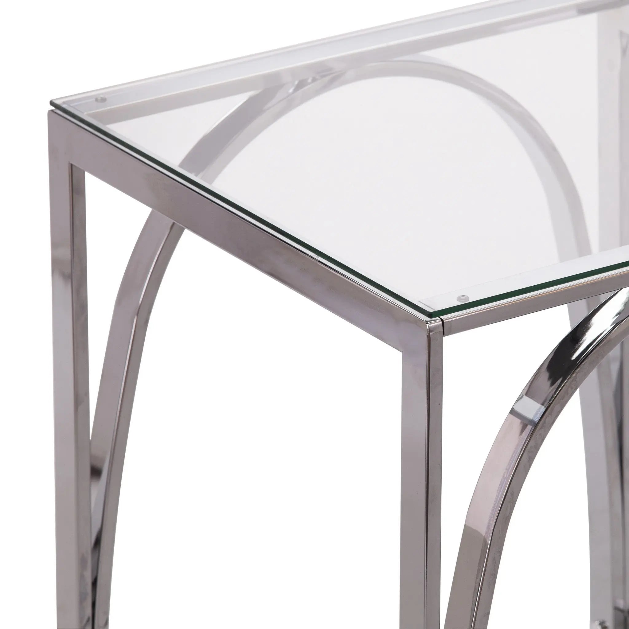 22" Chrome Glass And Iron Square End Table Homeroots Living Room