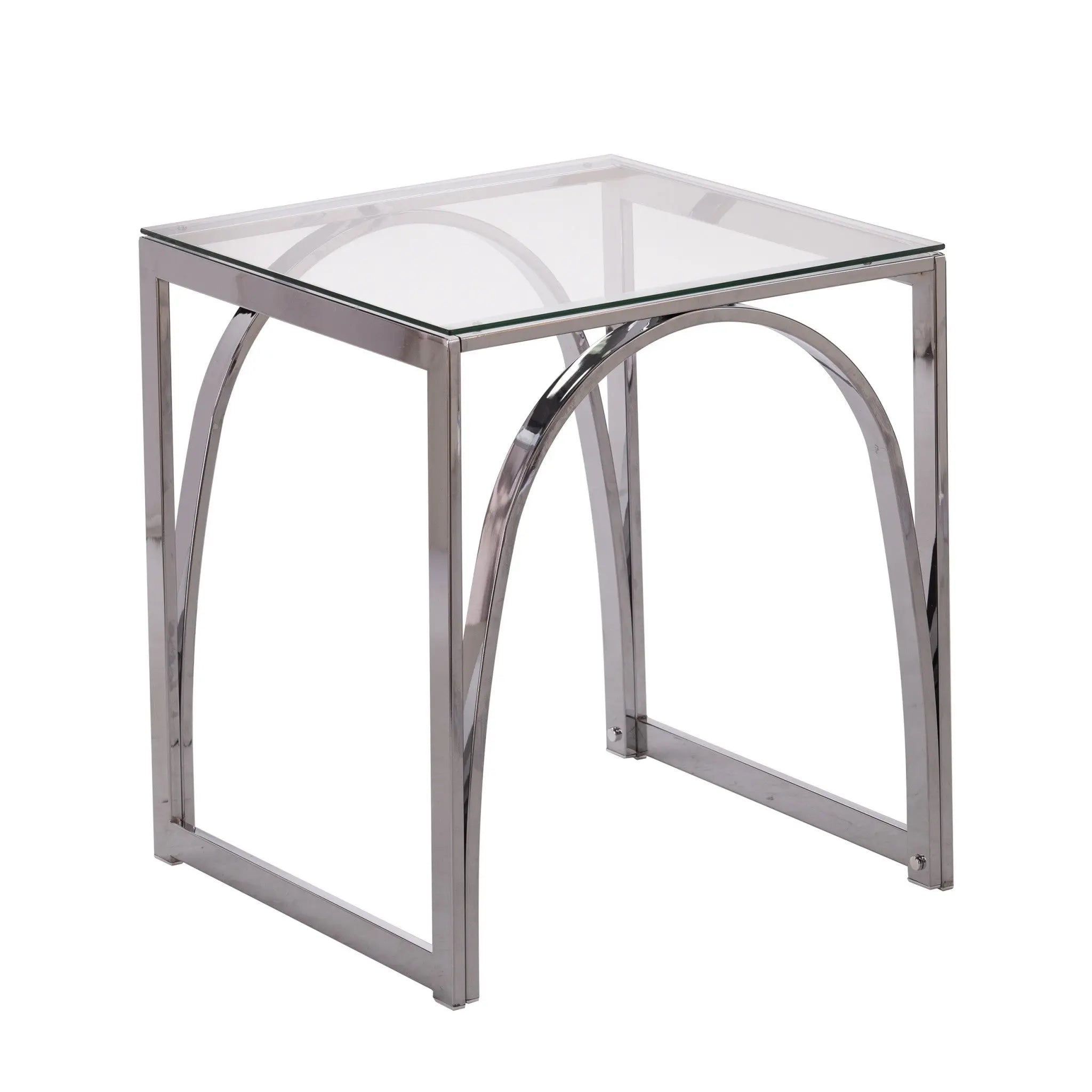 22" Chrome Glass And Iron Square End Table Homeroots Living Room