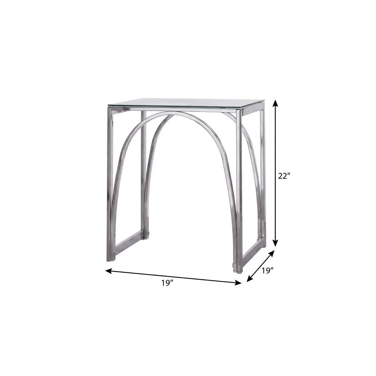 22" Chrome Glass And Iron Square End Table Homeroots Living Room