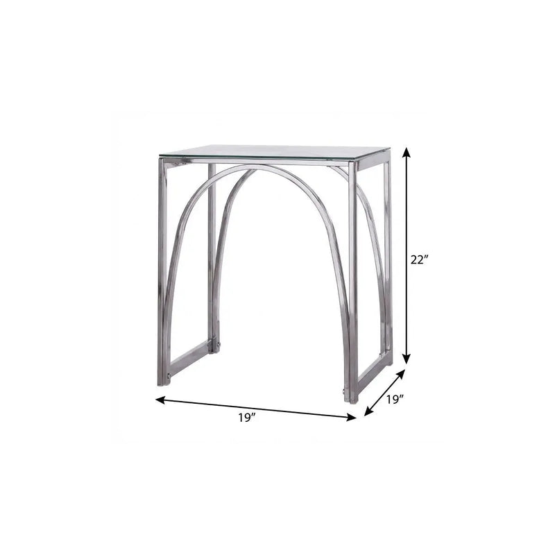 22" Chrome Glass And Iron Square End Table Homeroots Living Room