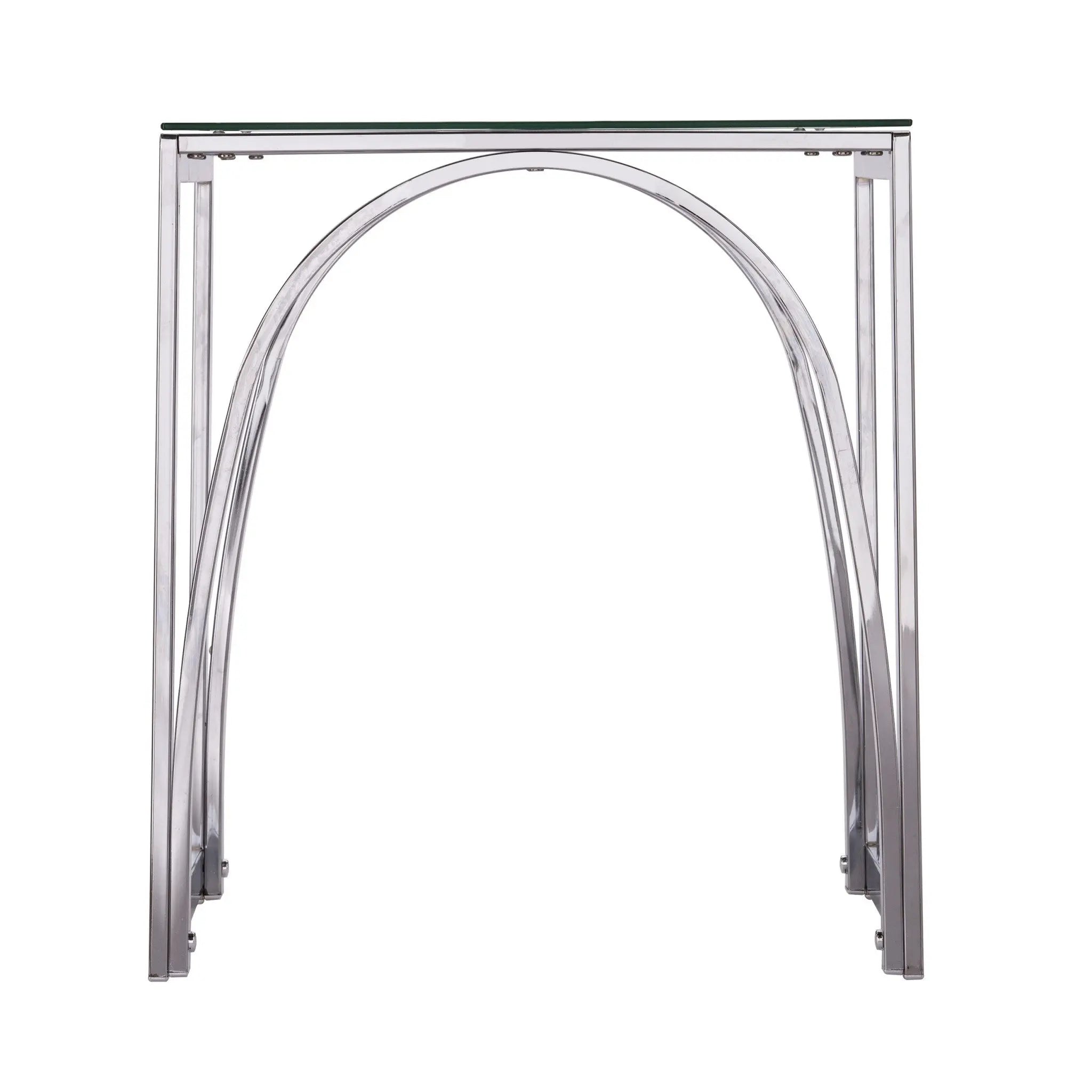 22" Chrome Glass And Iron Square End Table Homeroots Living Room
