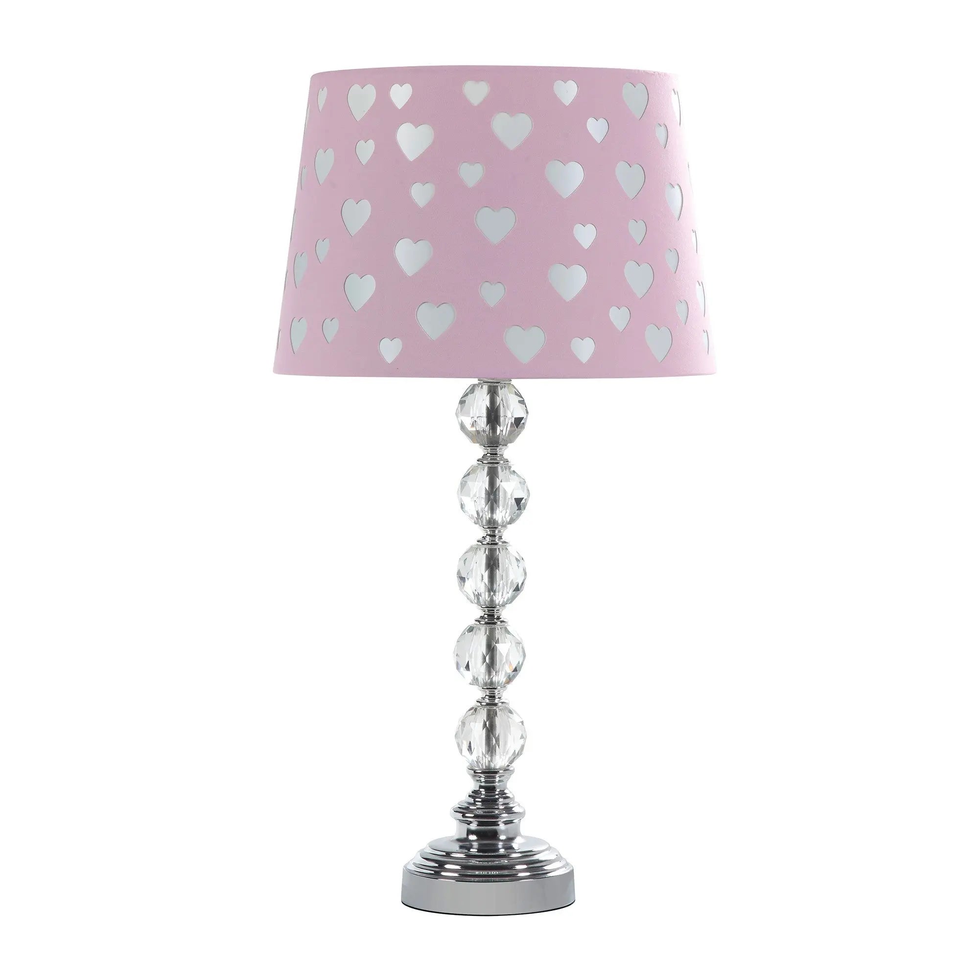 22" Crystal With Pink And White Dot Shade Table Lamp Homeroots Lighting