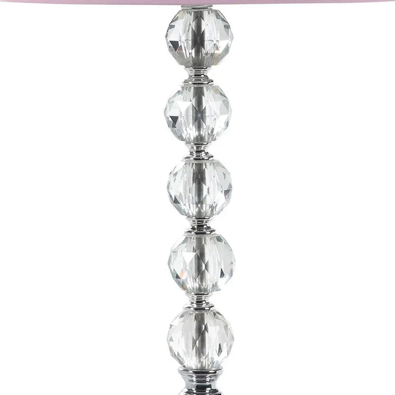 22" Crystal With Pink And White Dot Shade Table Lamp Homeroots Lighting