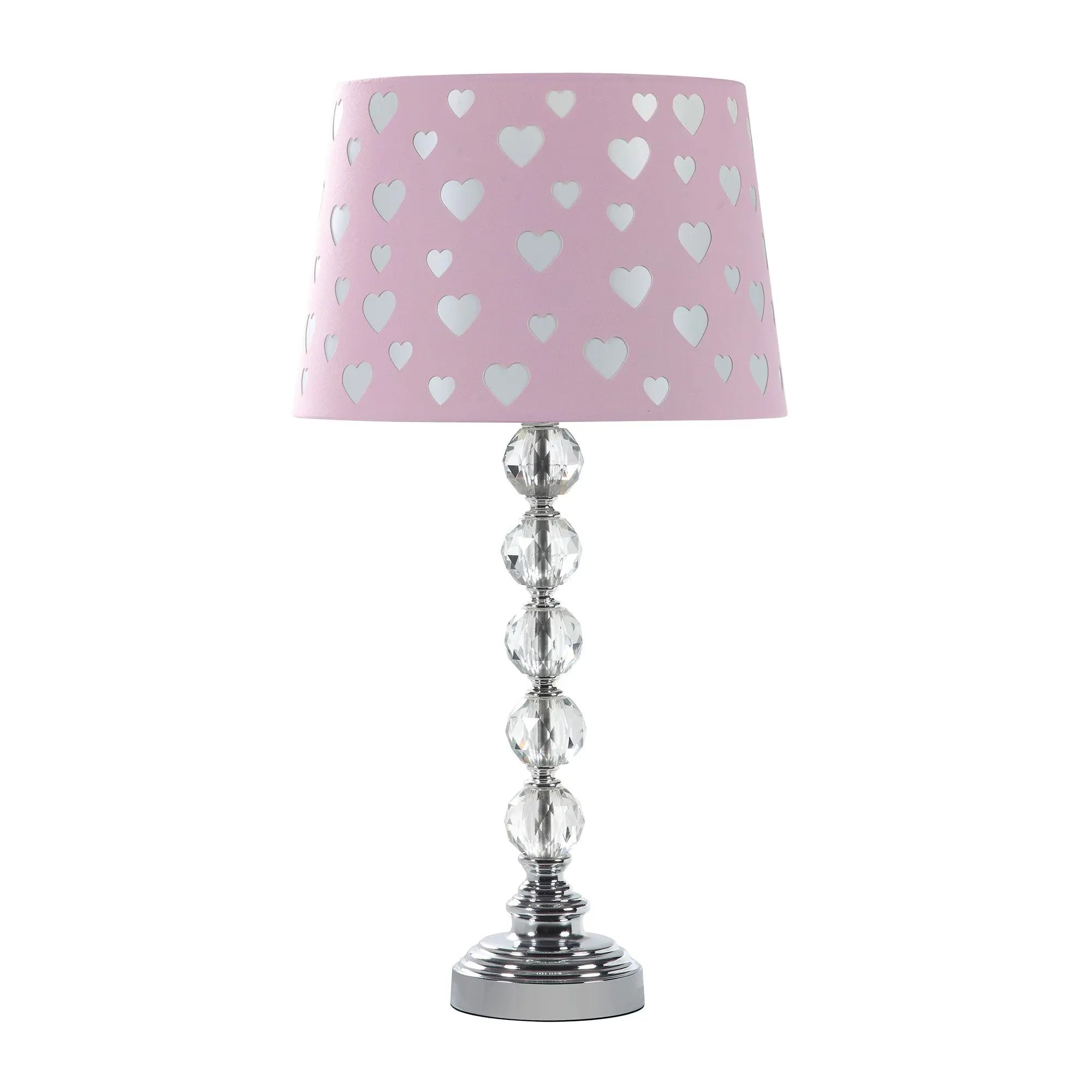 22" Crystal With Pink And White Dot Shade Table Lamp Homeroots Lighting