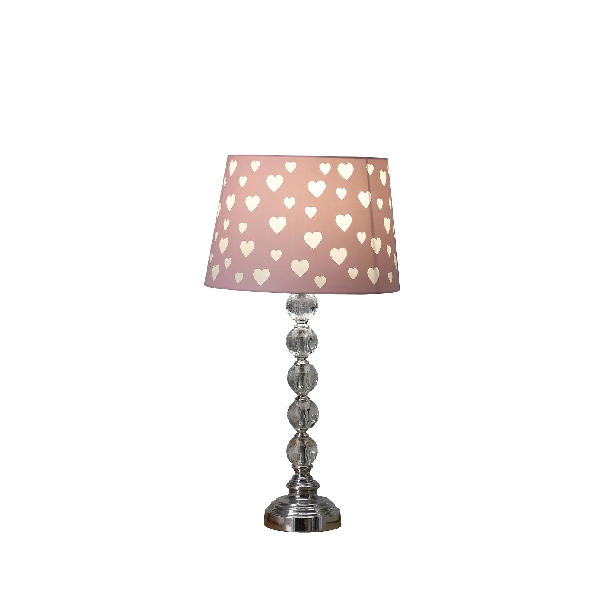 22" Crystal With Pink And White Dot Shade Table Lamp Homeroots Lighting