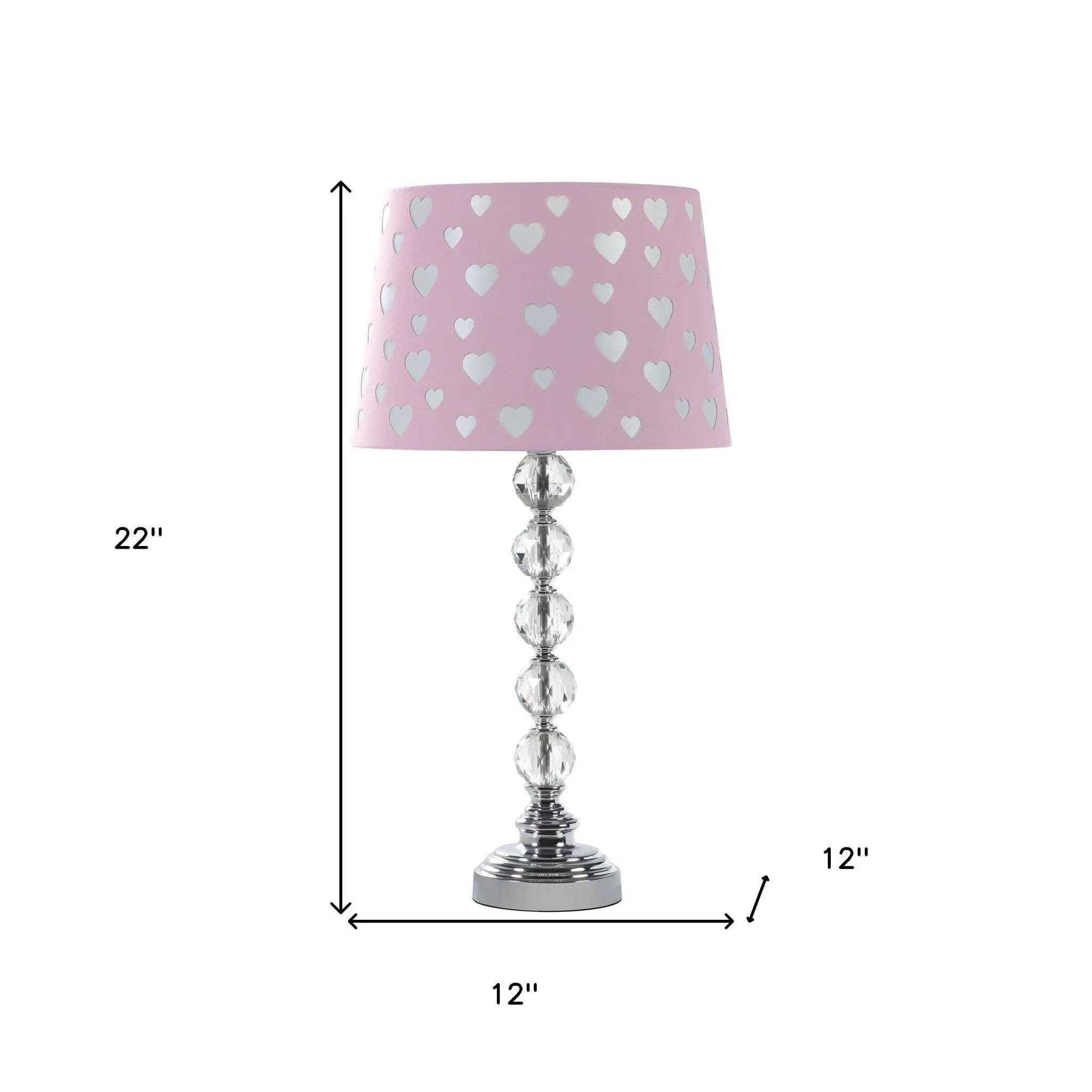 22" Crystal With Pink And White Dot Shade Table Lamp Homeroots Lighting