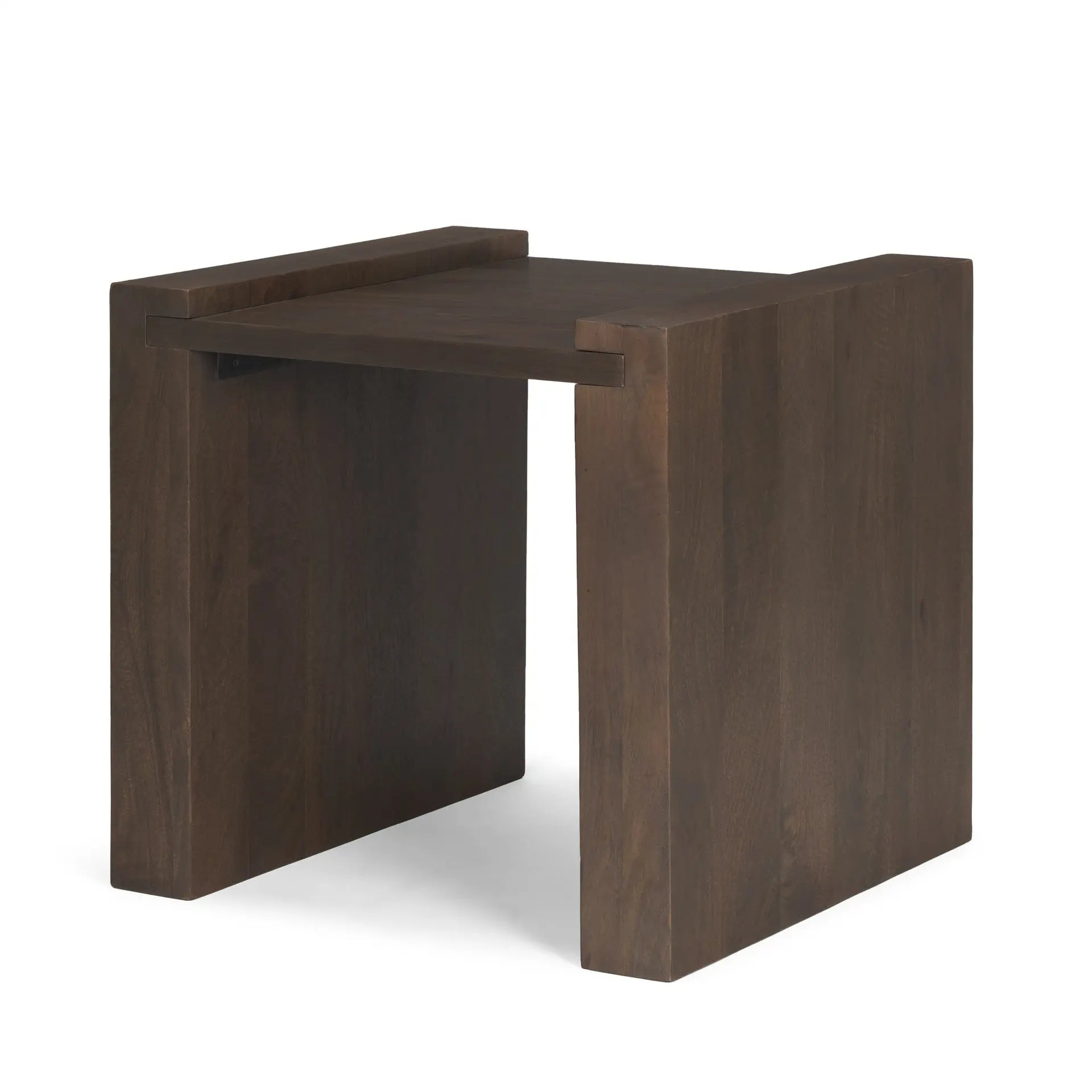 22" Dark Brown Solid Wood Square Sled End Table Homeroots Living Room