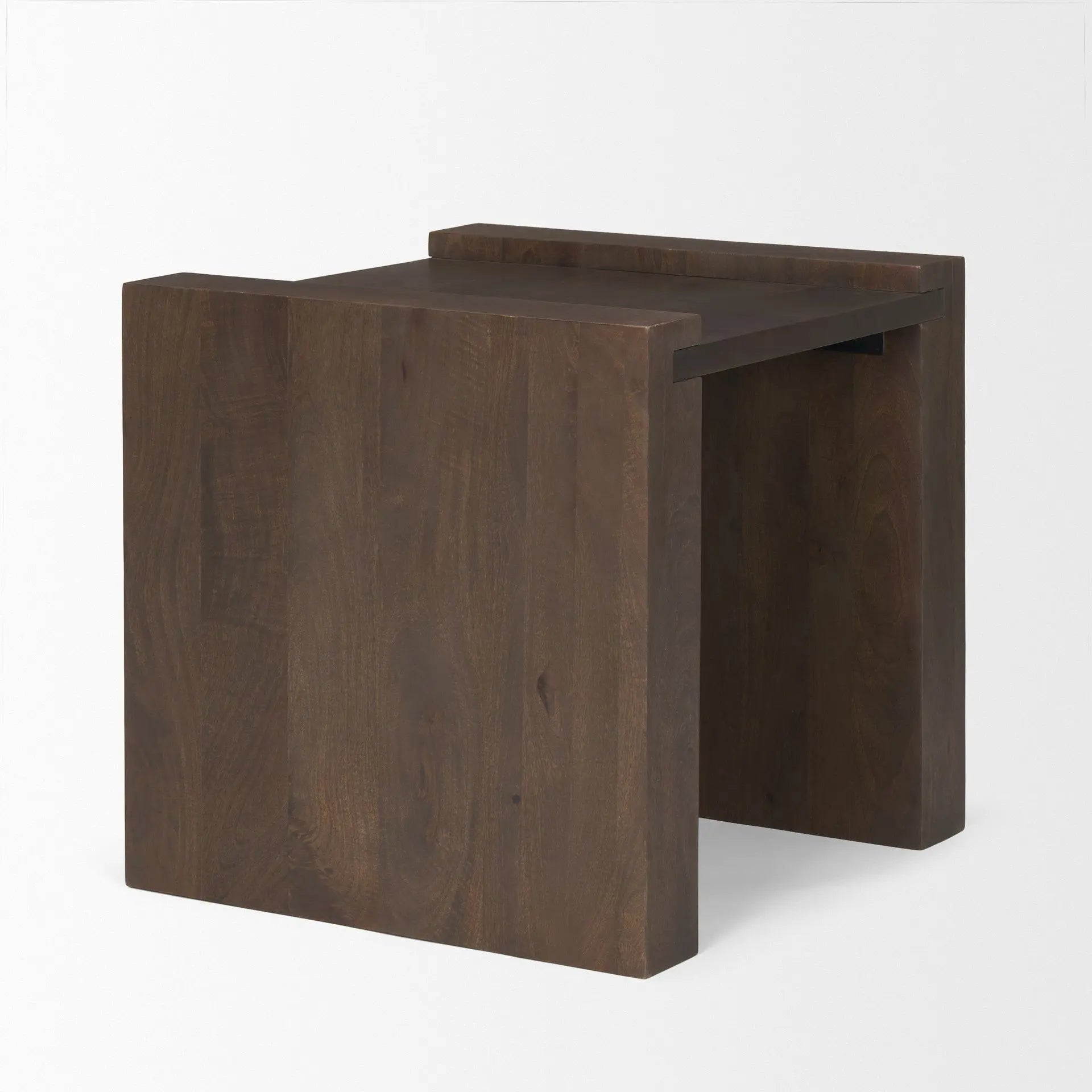 22" Dark Brown Solid Wood Square Sled End Table Homeroots Living Room