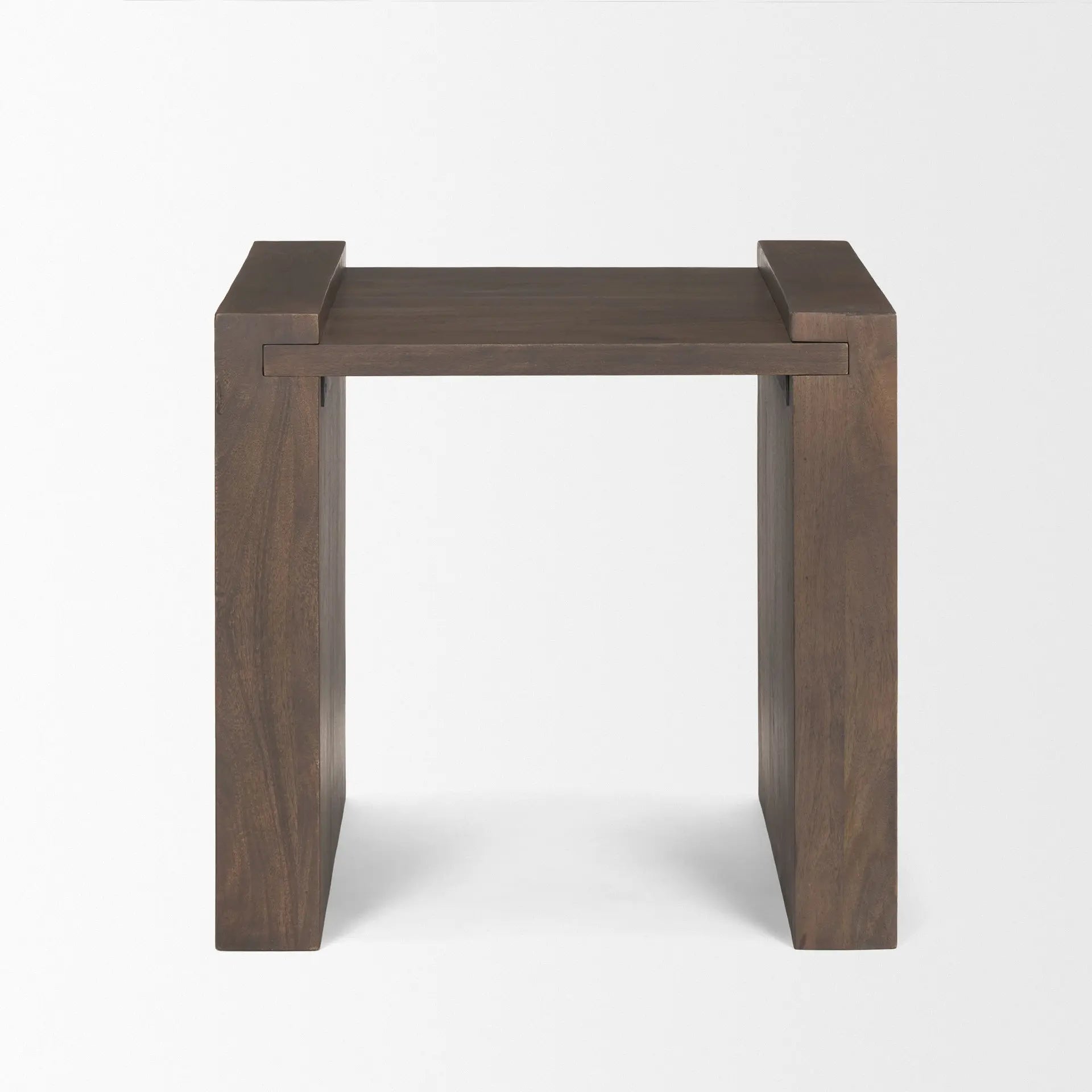 22" Dark Brown Solid Wood Square Sled End Table Homeroots Living Room