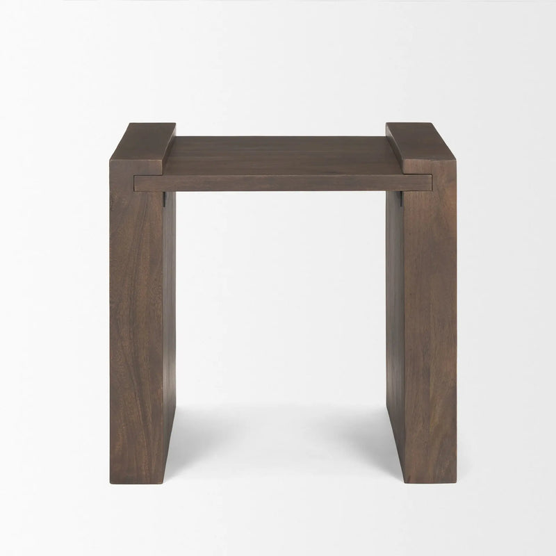 22" Dark Brown Solid Wood Square Sled End Table Homeroots Living Room