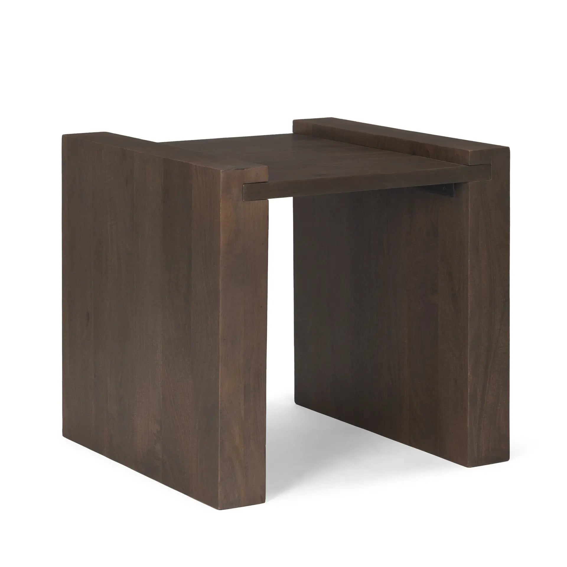 22" Dark Brown Solid Wood Square Sled End Table Homeroots Living Room