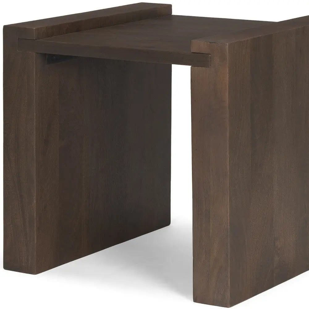 22" Dark Brown Solid Wood Square Sled End Table Homeroots Living Room