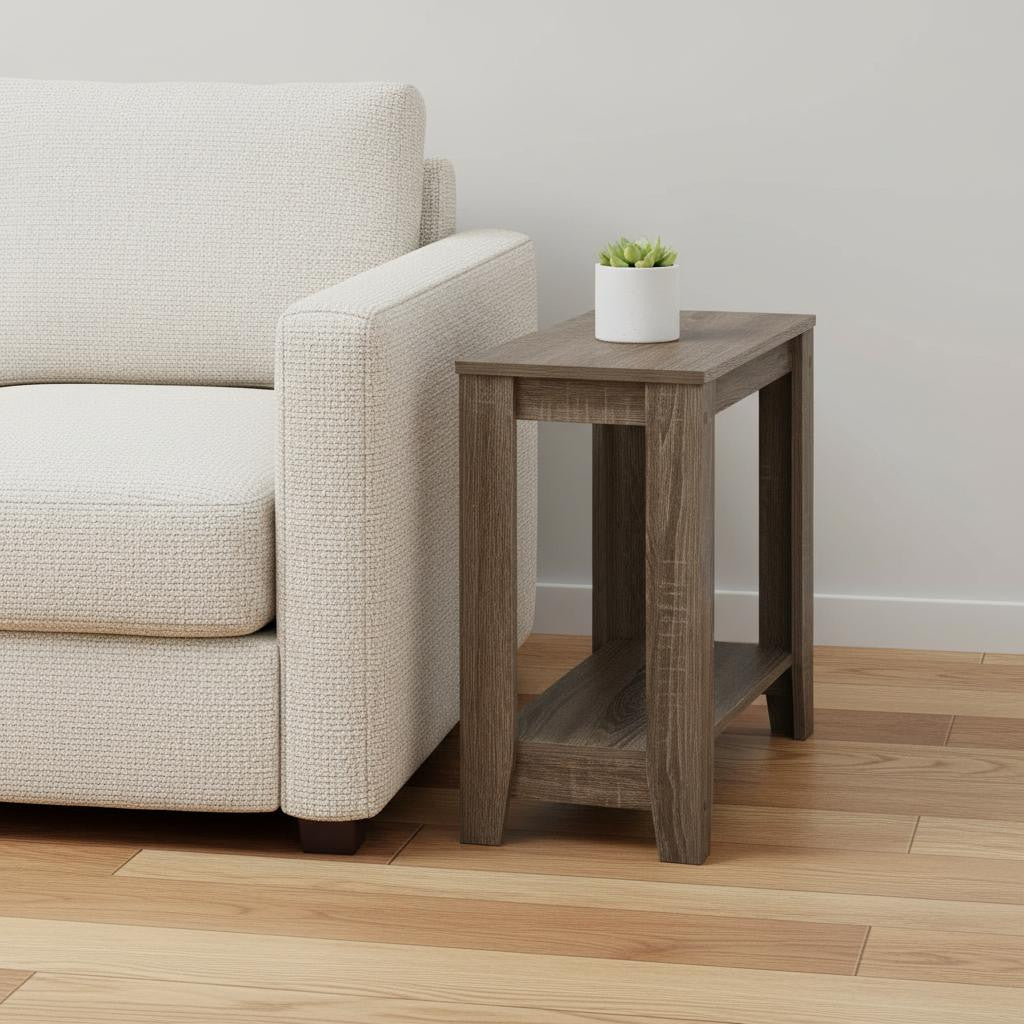 22" Deep Taupe End Table With Shelf - GreatEagleInc
