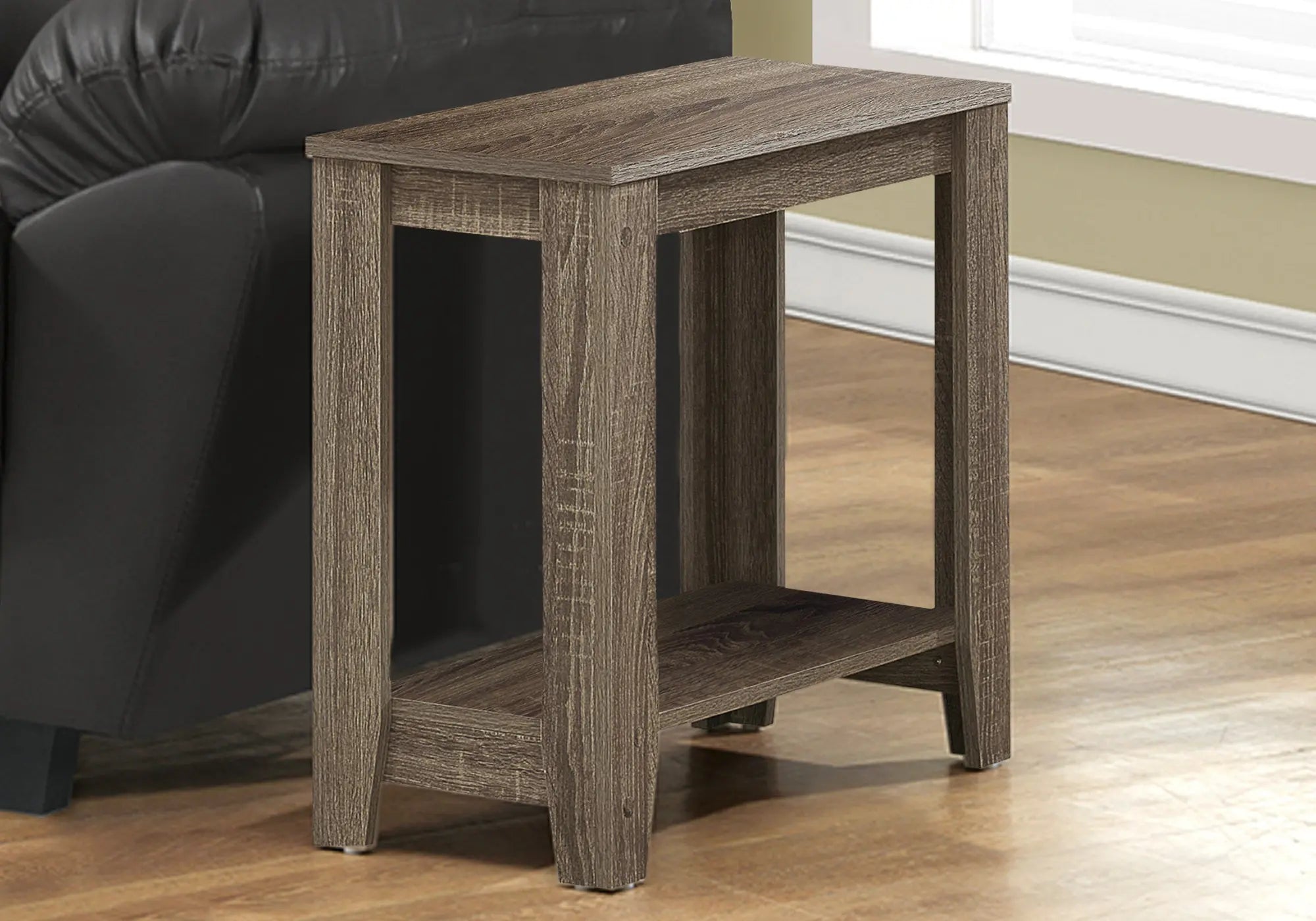 22" Deep Taupe End Table With Shelf - GreatEagleInc
