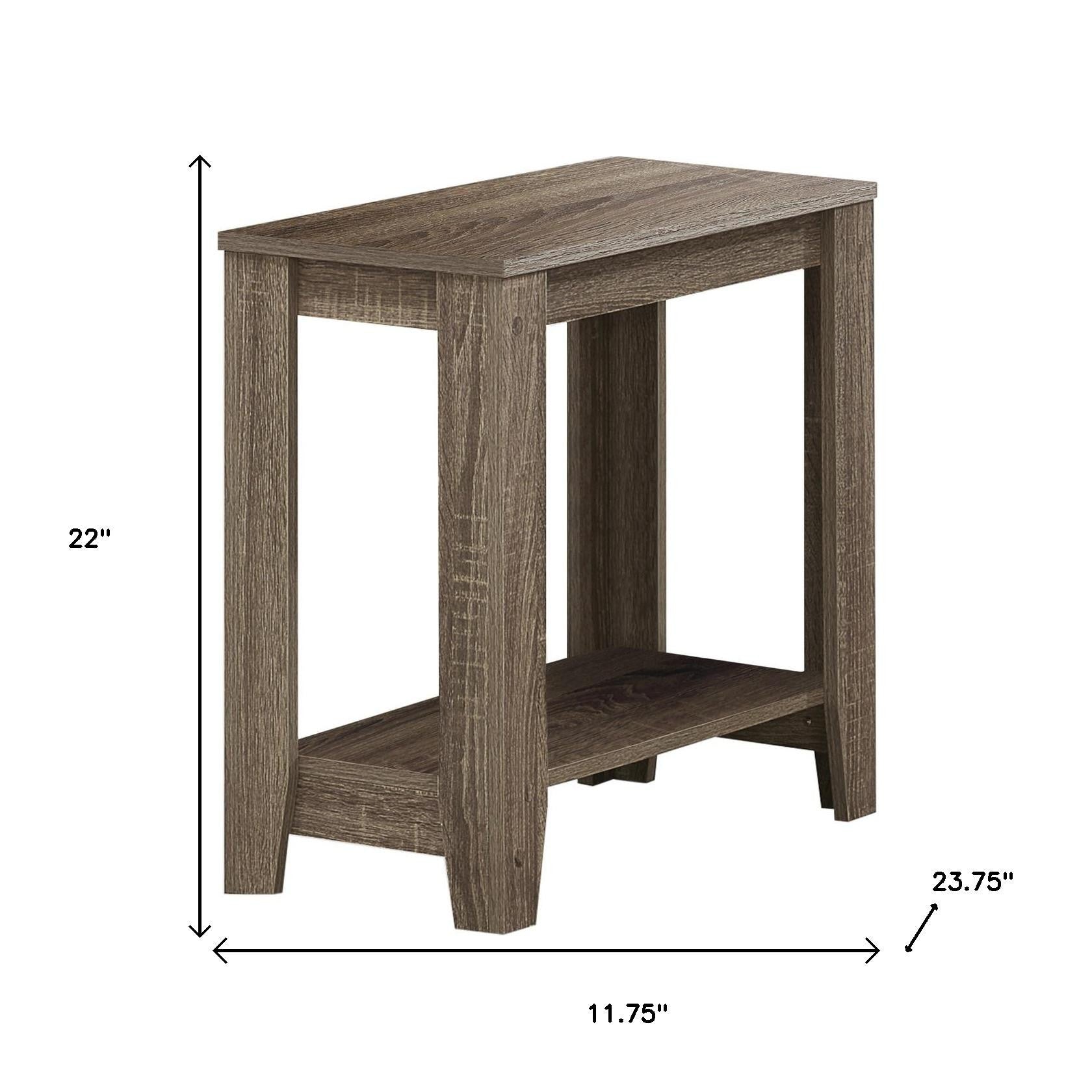 22" Deep Taupe End Table With Shelf - GreatEagleInc