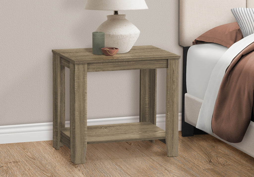 22" Deep Taupe End Table With Shelf - GreatEagleInc