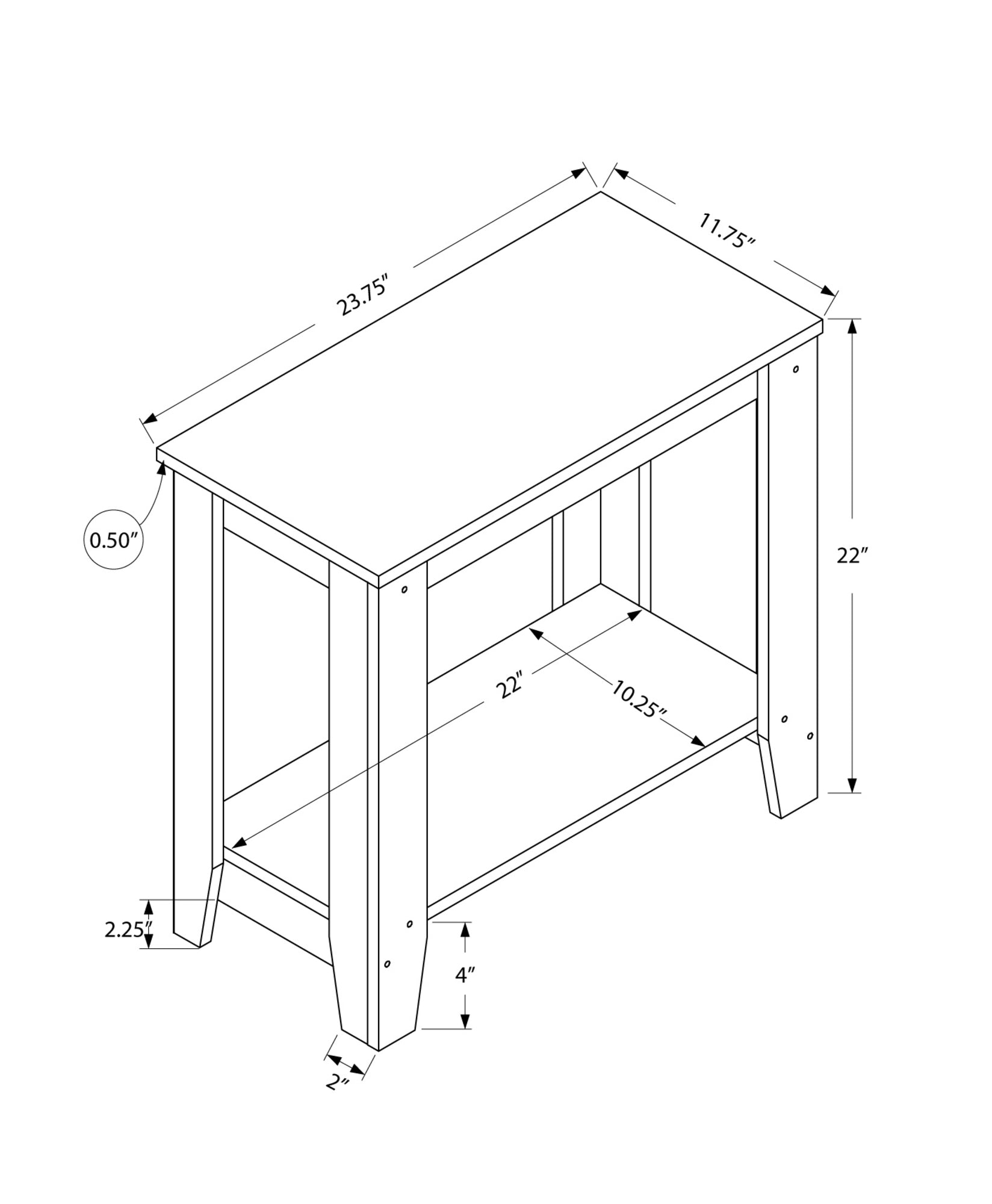 22" Deep Taupe End Table With Shelf - GreatEagleInc