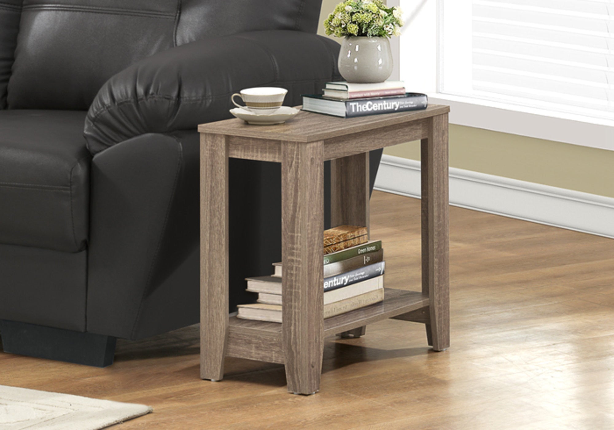 22" Deep Taupe End Table With Shelf - GreatEagleInc