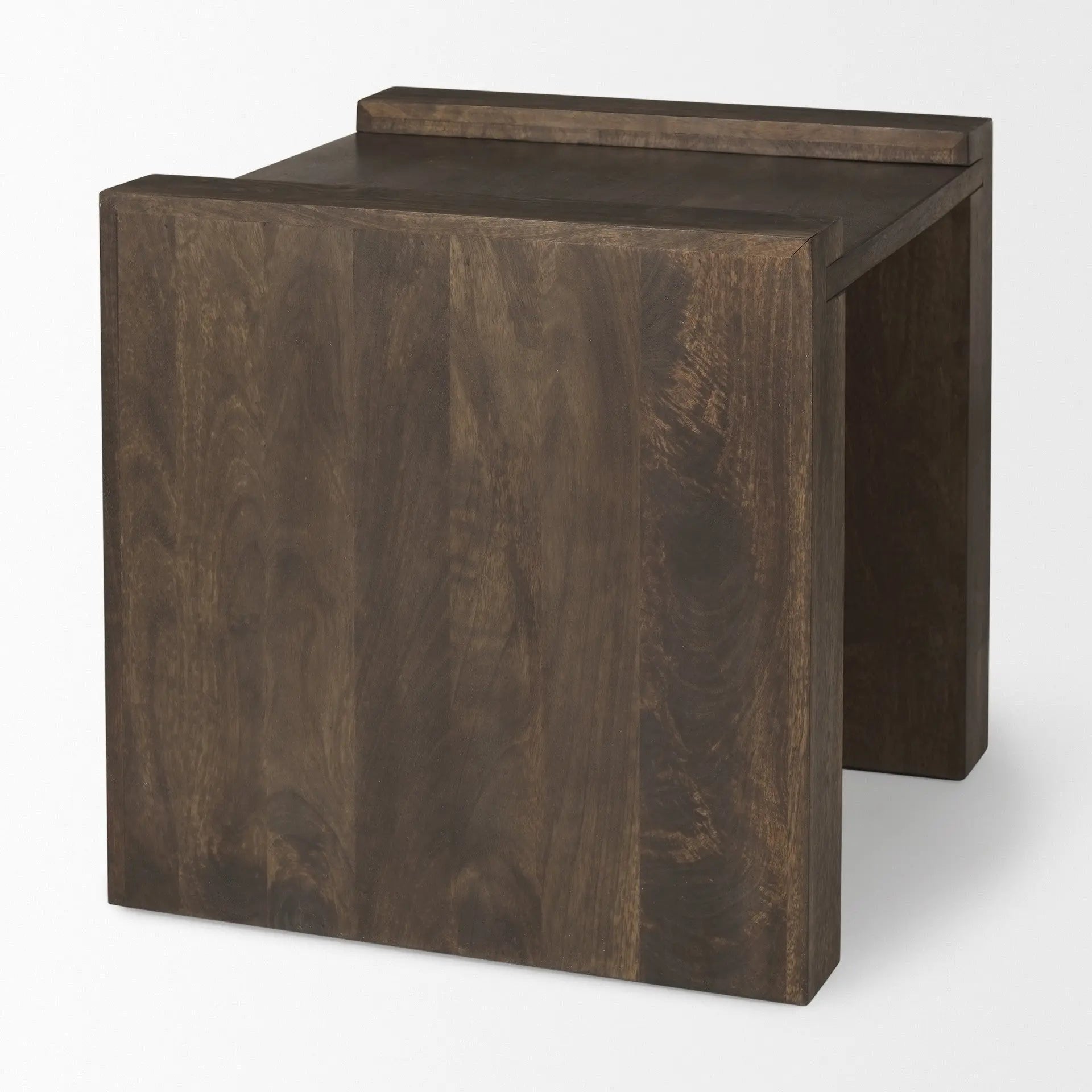 22" Espresso and Brown Solid Wood and Wood Tray Table Homeroots Living Room