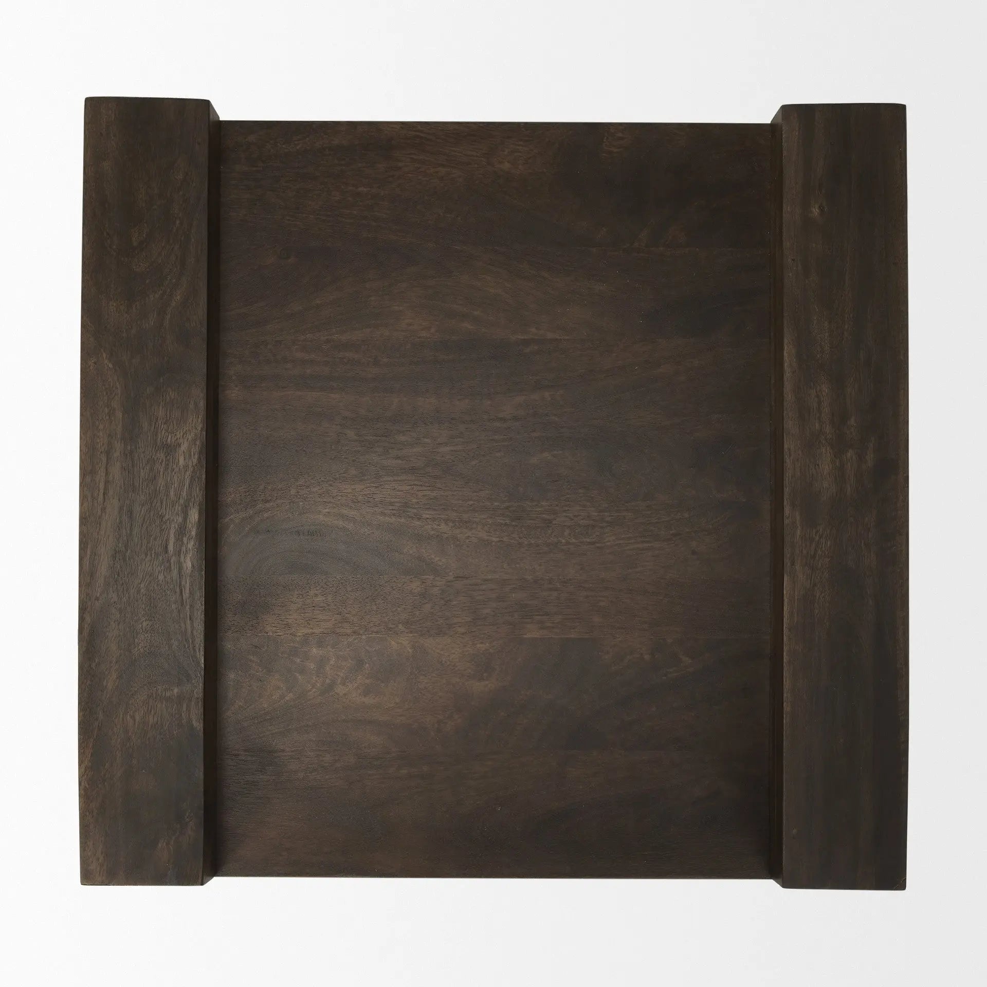 22" Espresso and Brown Solid Wood and Wood Tray Table Homeroots Living Room