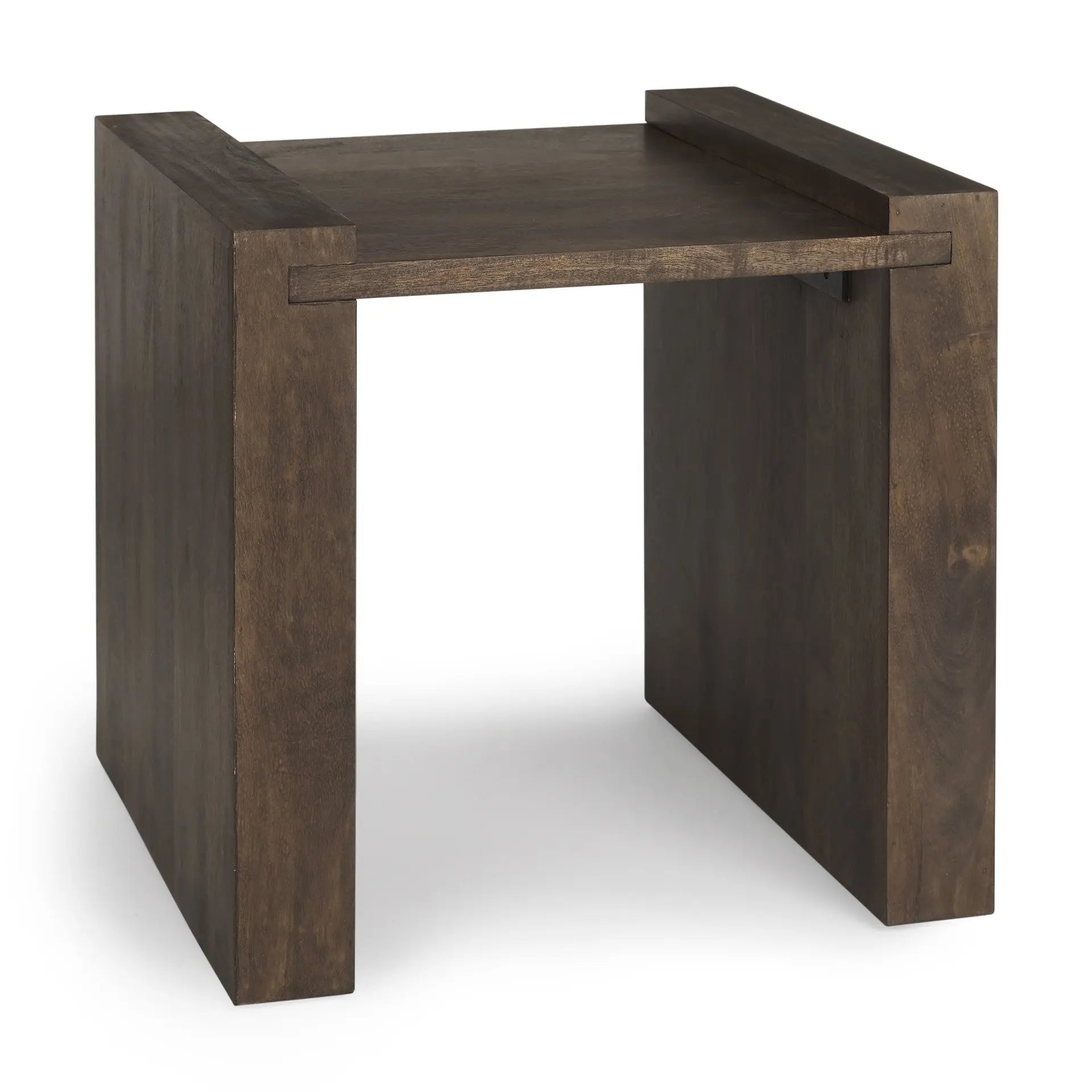 22" Espresso and Brown Solid Wood and Wood Tray Table Homeroots Living Room