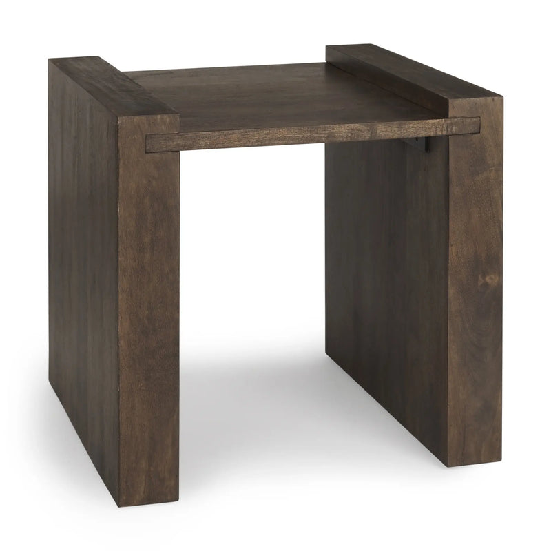 22" Espresso and Brown Solid Wood and Wood Tray Table Homeroots Living Room