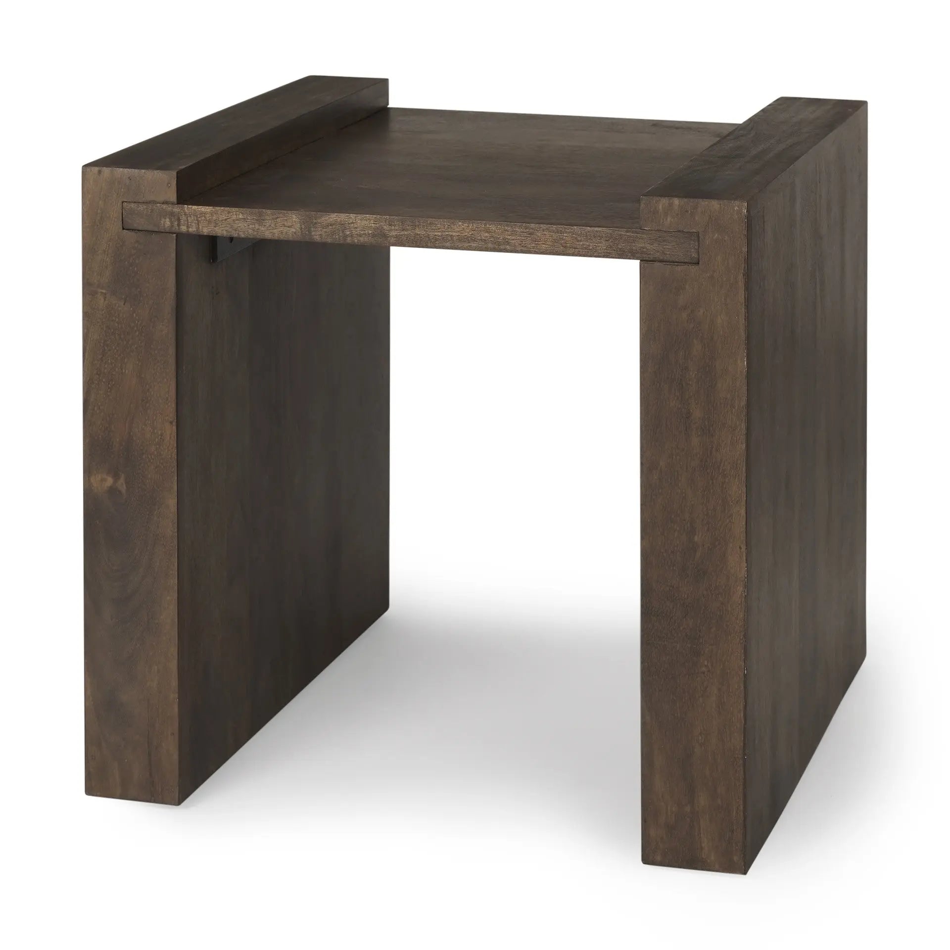 22" Espresso and Brown Solid Wood and Wood Tray Table Homeroots Living Room