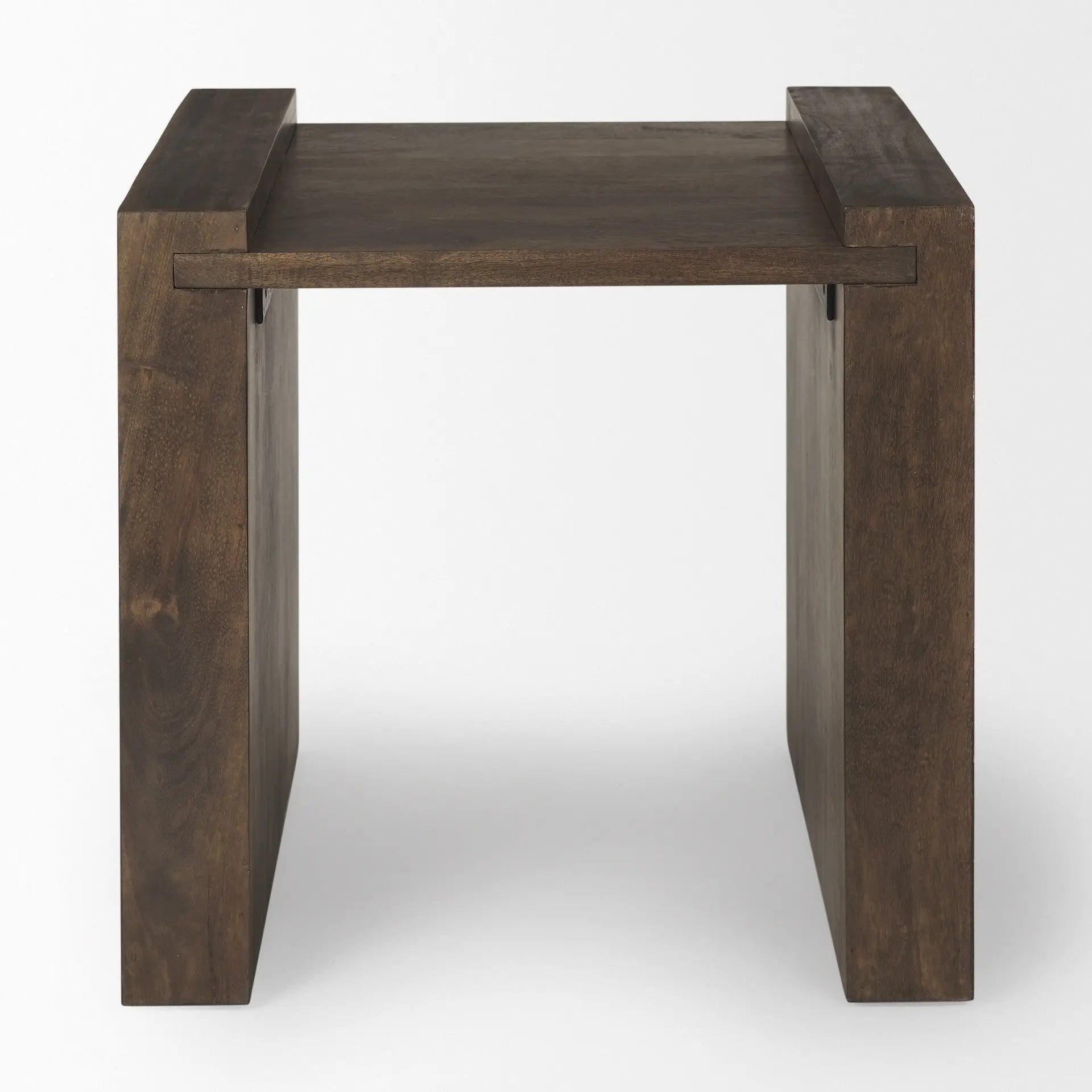 22" Espresso and Brown Solid Wood and Wood Tray Table Homeroots Living Room