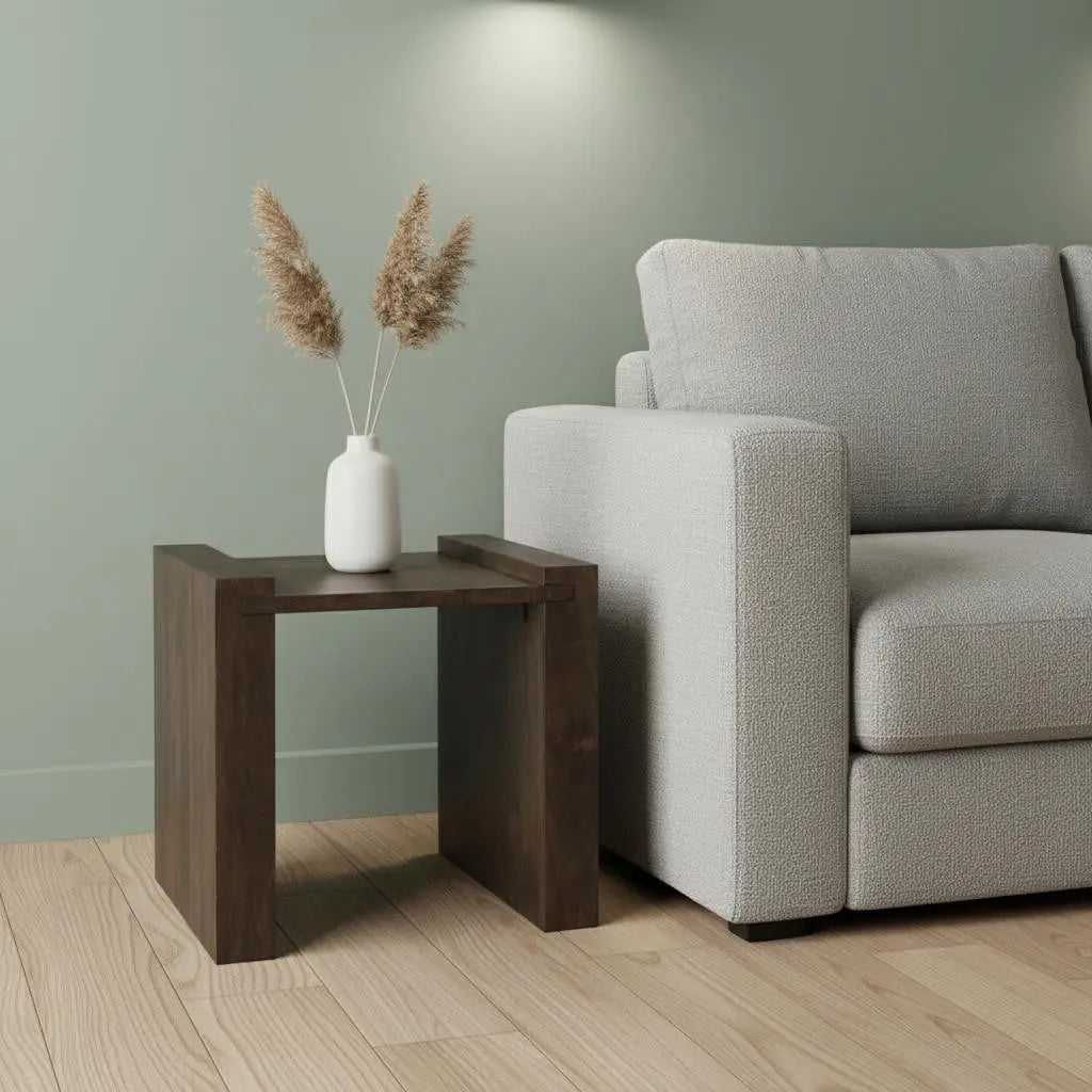 22" Espresso and Brown Solid Wood and Wood Tray Table Homeroots Living Room