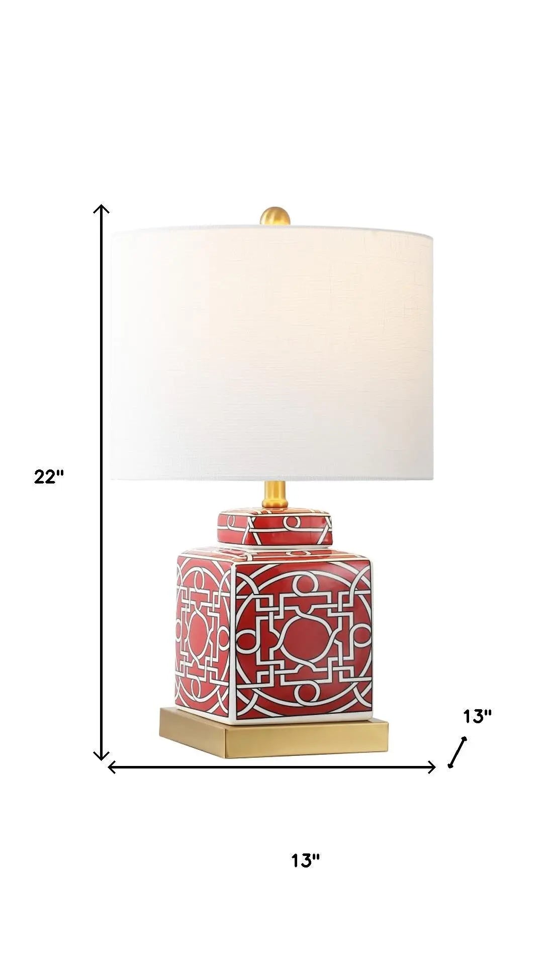 22" Gold Square Table Lamp With Drum Shade Homeroots Lighting