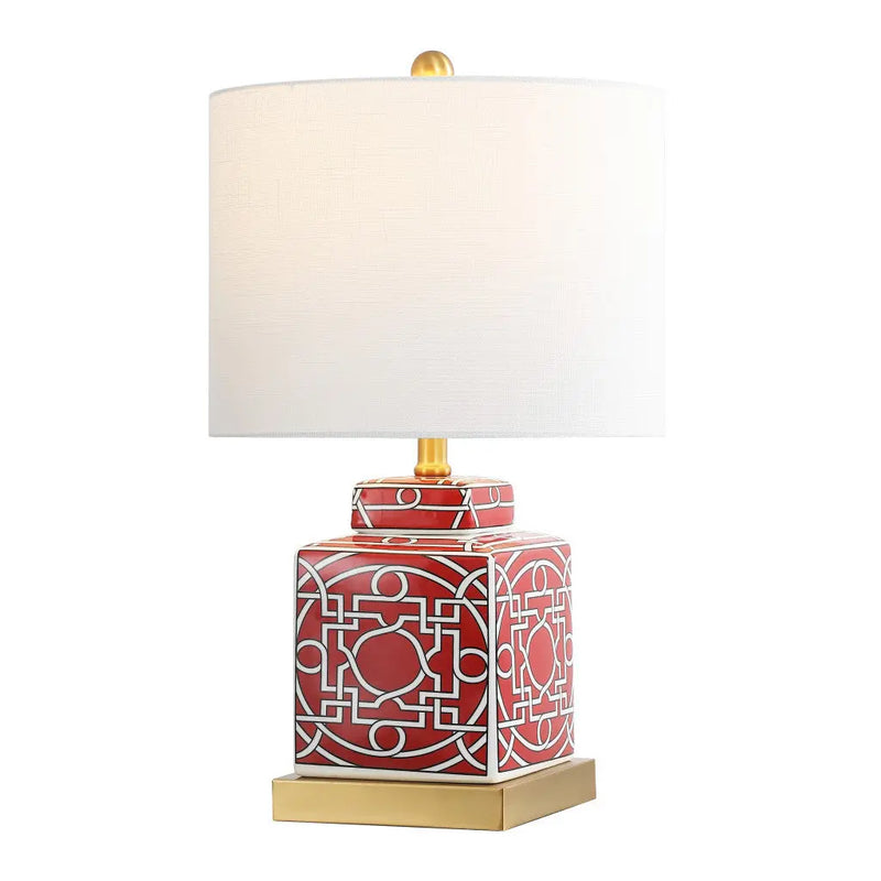 22" Gold Square Table Lamp With Drum Shade Homeroots Lighting