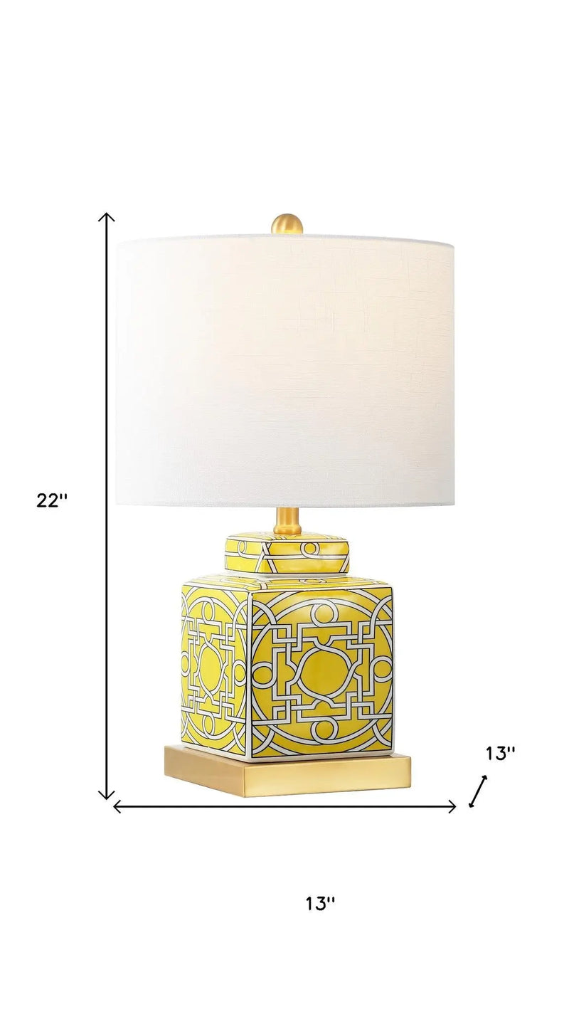 22" Gold Square Table Lamp With Drum Shade Homeroots Lighting