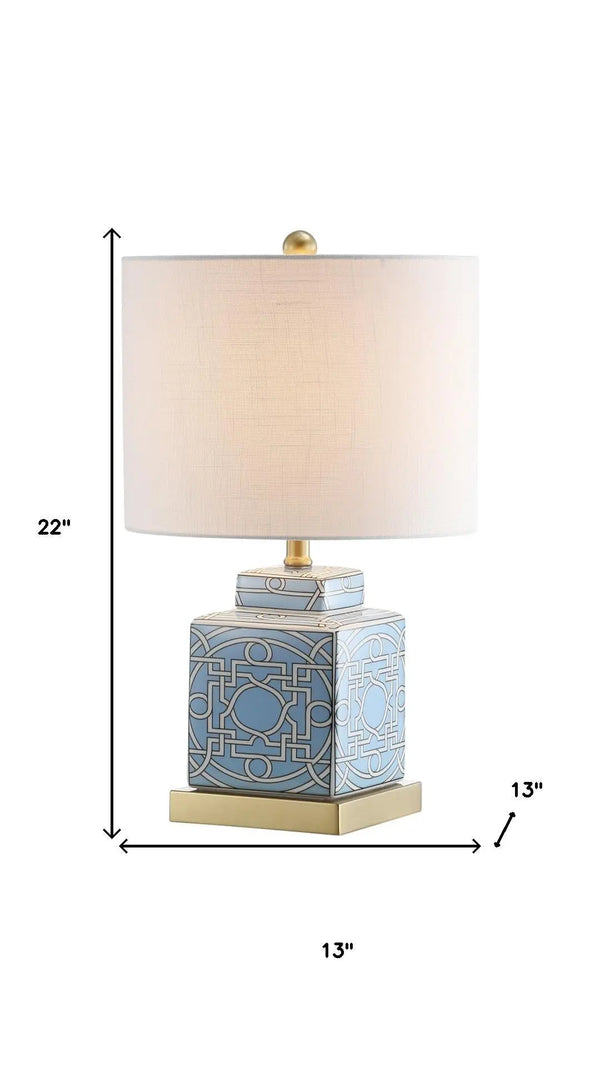 22" Gold Square Table Lamp With Drum Shade Homeroots Lighting