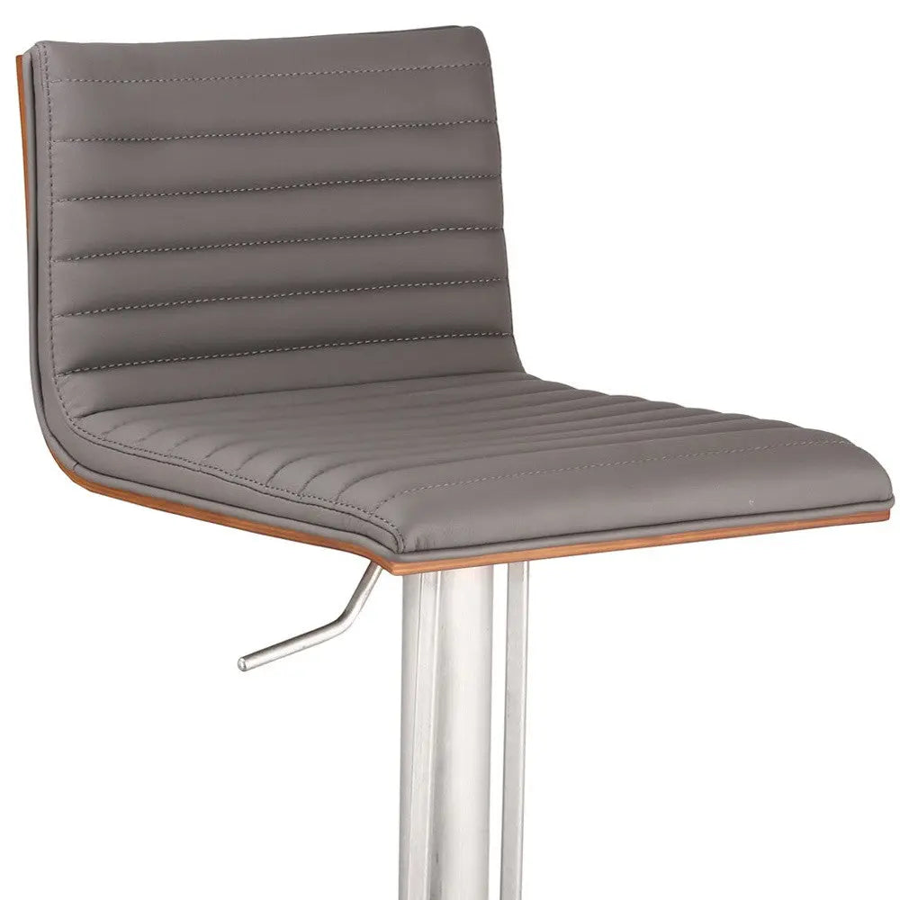 22" Gray And Silver Iron Swivel Low Back Adjustable Height Bar Chair - GreatEagleInc