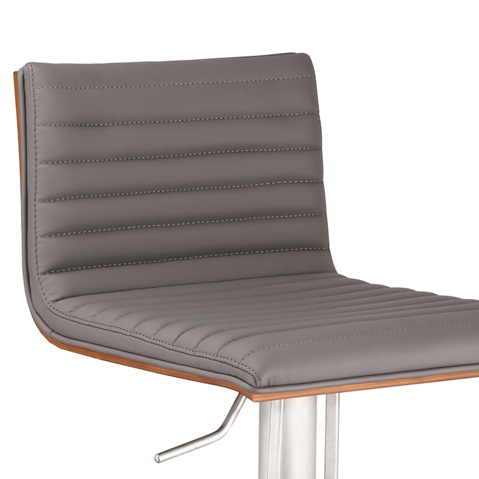 22" Gray And Silver Iron Swivel Low Back Adjustable Height Bar Chair - GreatEagleInc