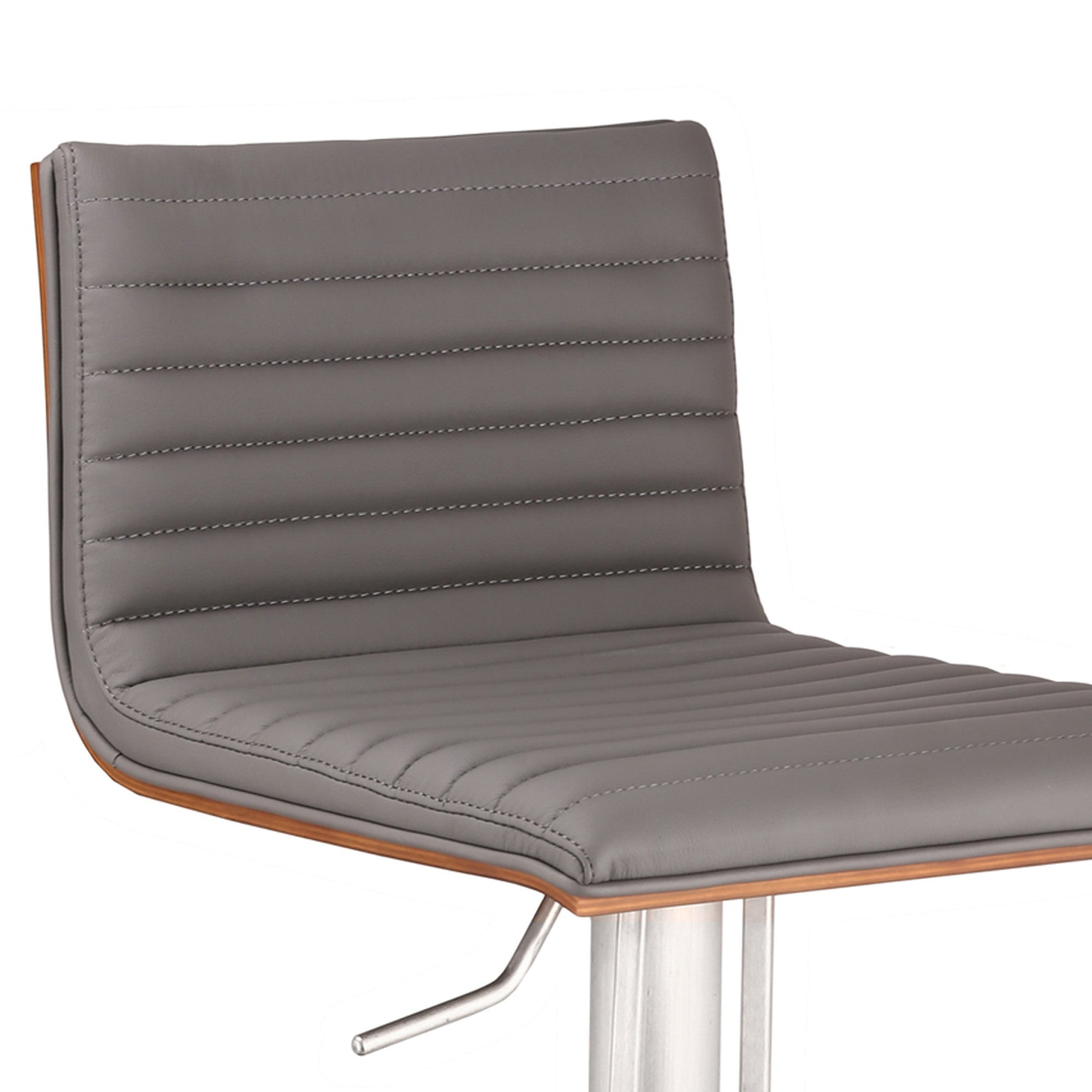 22" Gray And Silver Iron Swivel Low Back Adjustable Height Bar Chair - GreatEagleInc