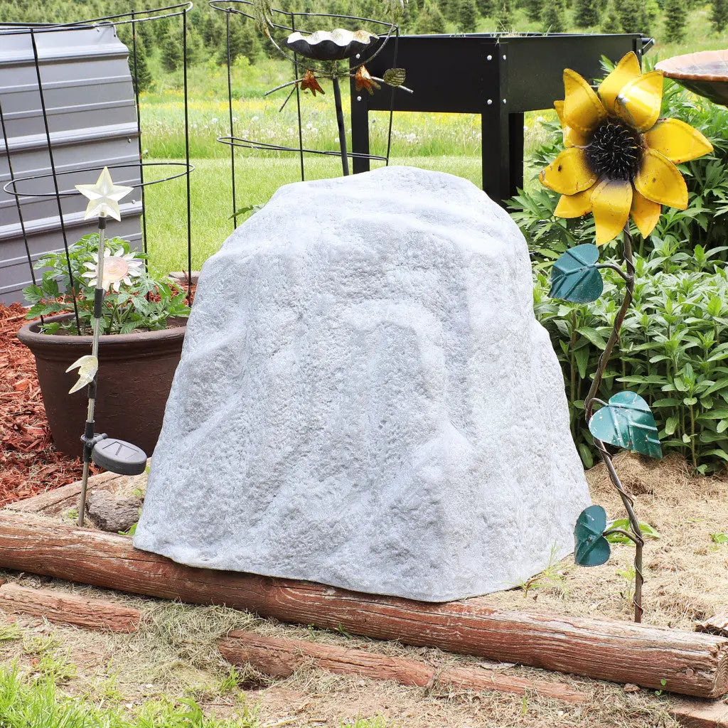 22" Gray Polyresin Faux Rock Homeroots Outdoor