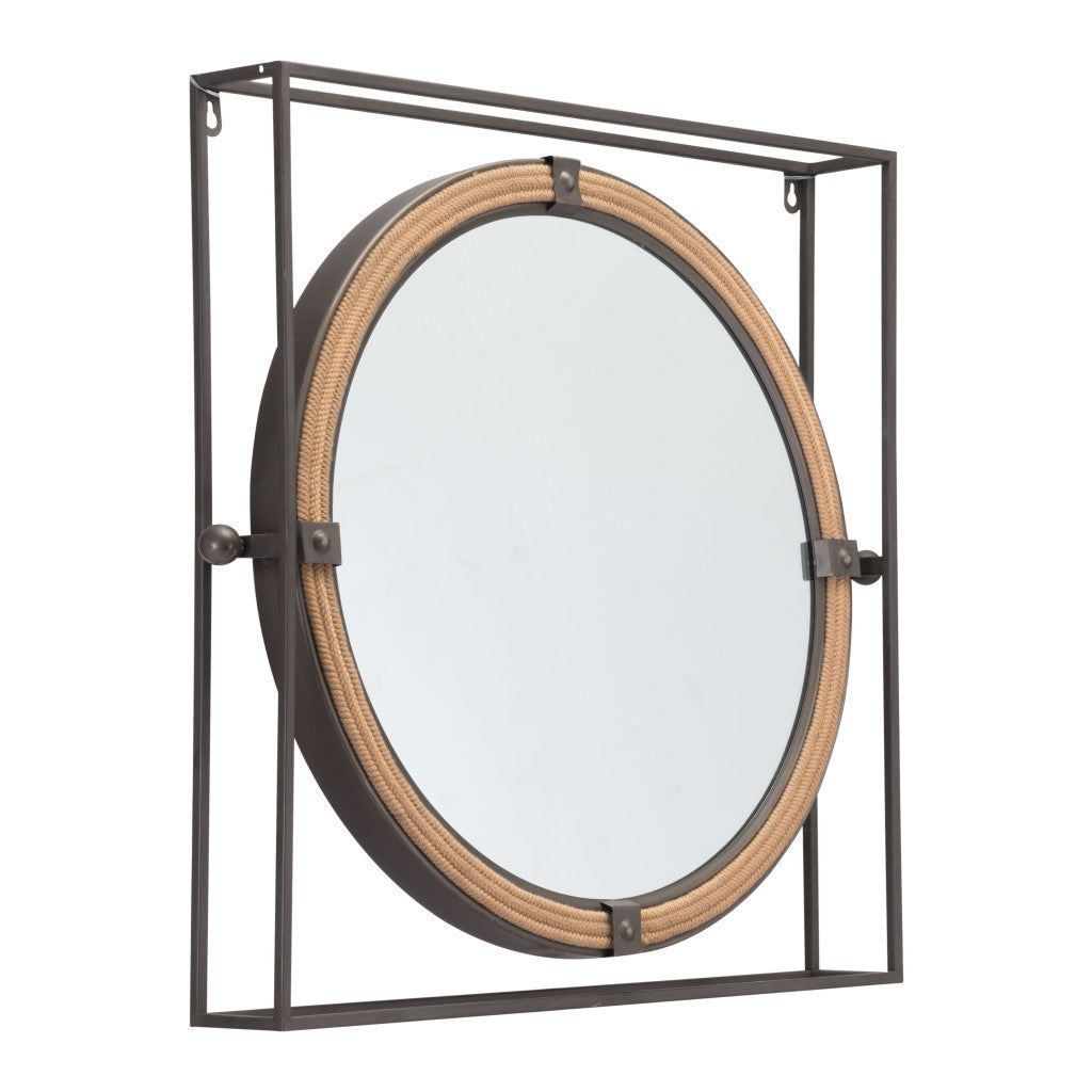 22" Gray Square Steel Framed Accent Mirror - GreatEagleInc