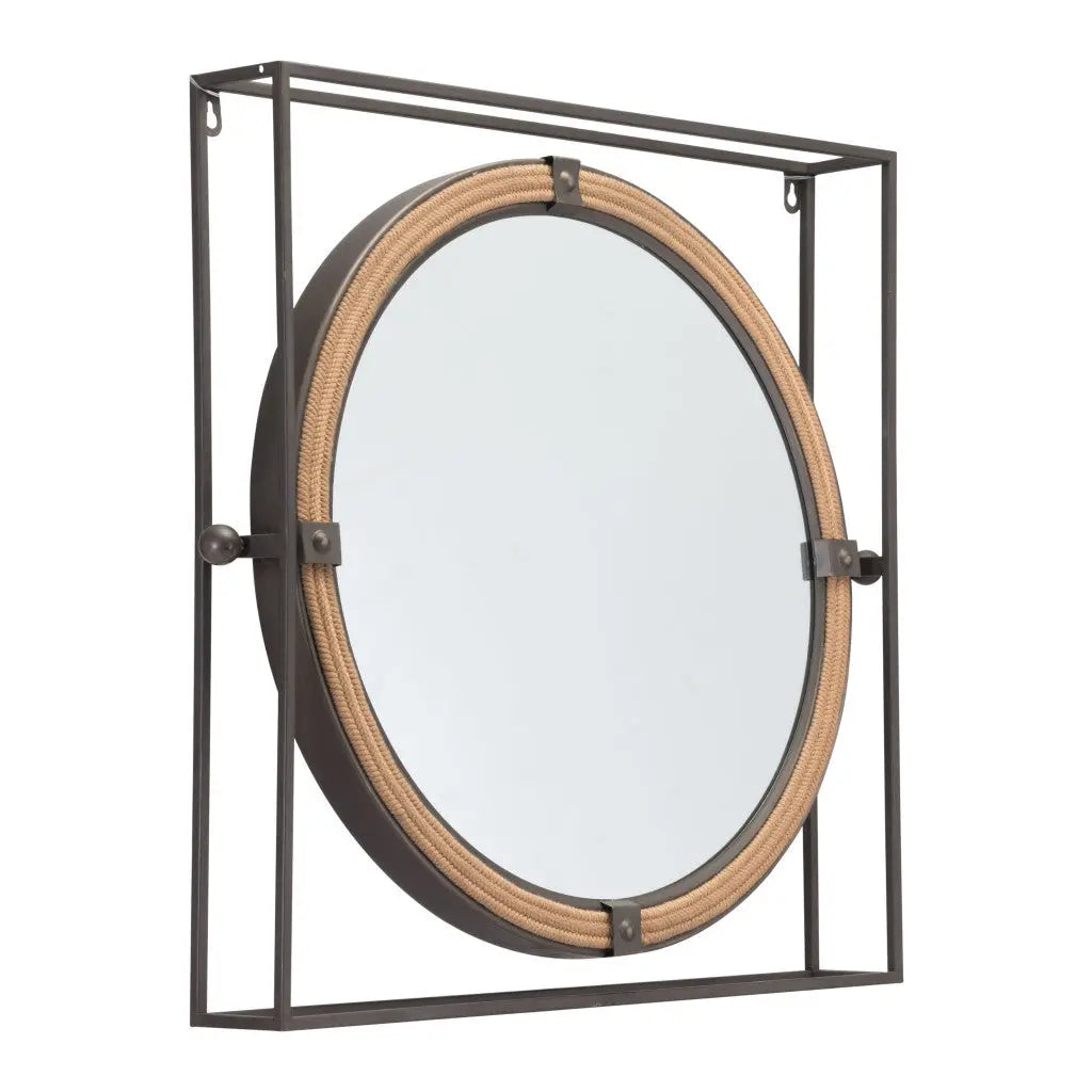 22" Gray Square Steel Framed Accent Mirror - GreatEagleInc