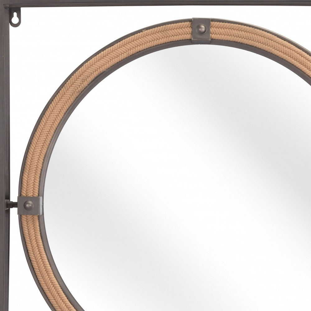 22" Gray Square Steel Framed Accent Mirror - GreatEagleInc