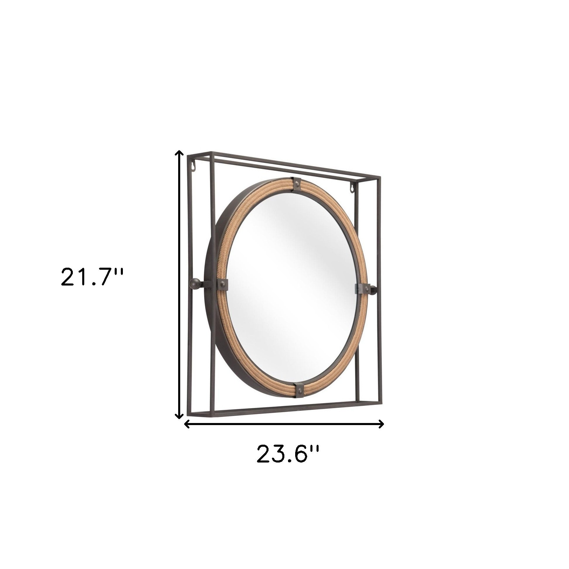 22" Gray Square Steel Framed Accent Mirror - GreatEagleInc