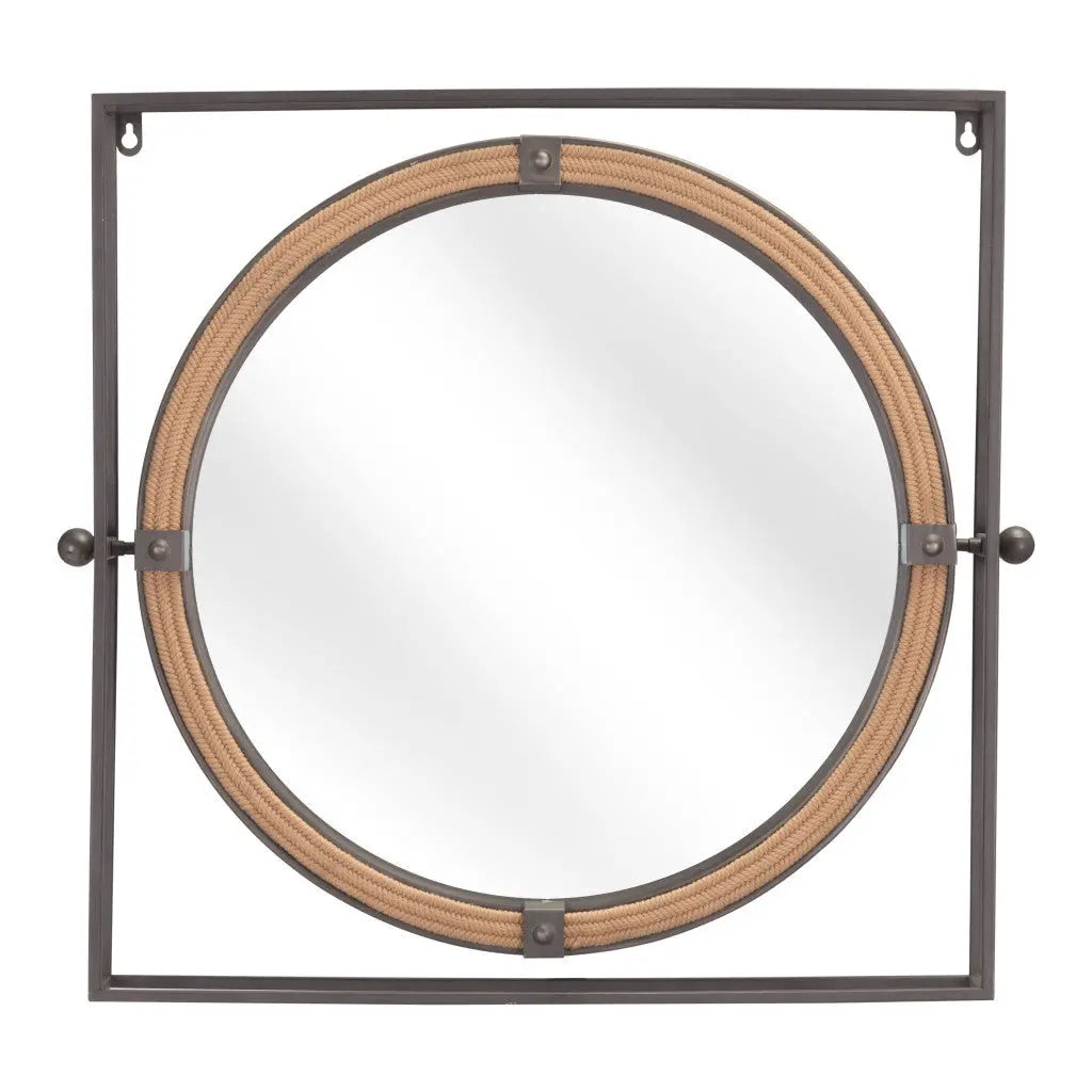 22" Gray Square Steel Framed Accent Mirror - GreatEagleInc