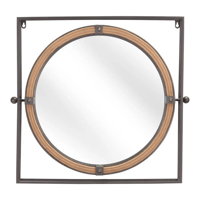 22" Gray Square Steel Framed Accent Mirror - GreatEagleInc